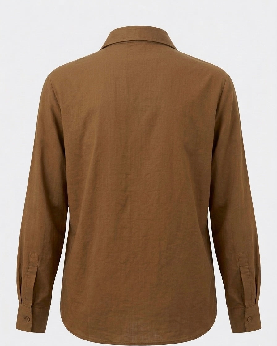 BROWN SHIRT WITH BEADED BOW BESU INDIA