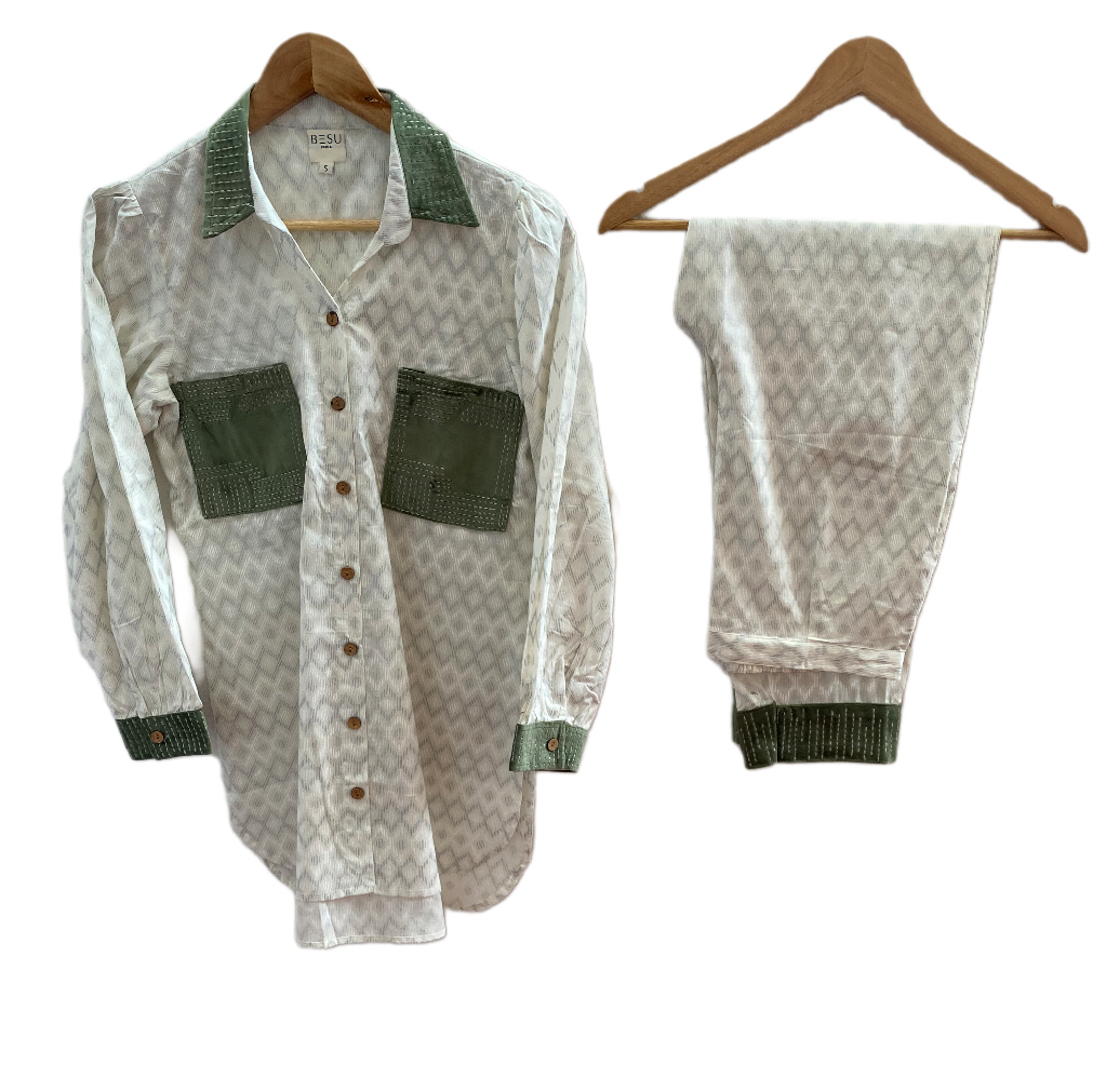 SILVER PATTERN PRINT KURTA CO-ORD SET BESU INDIA