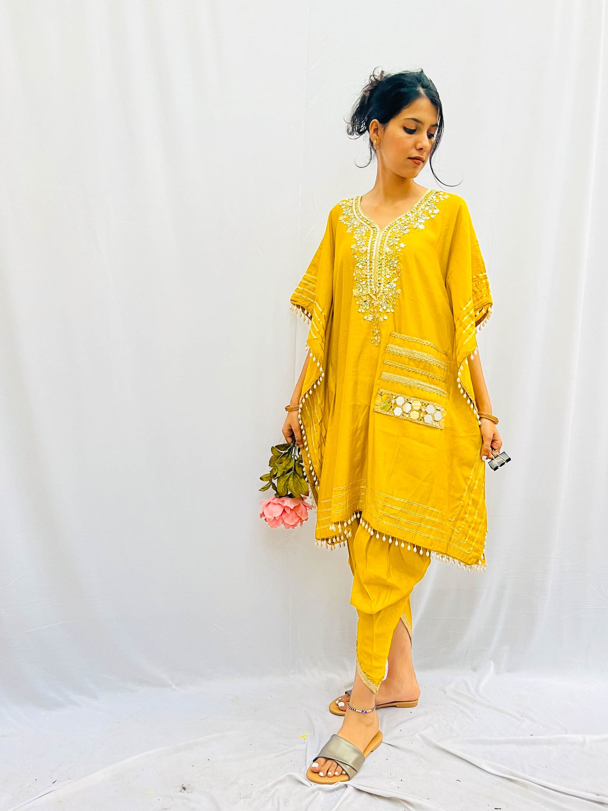 MUSTARD KHAFTAN WITH DOTHI PANTS BESU INDIA