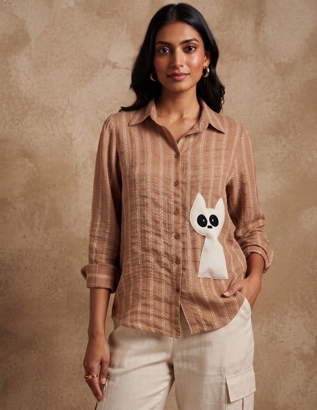 THE CURIOUS CAT TEXTURED SHIRT BESU INDIA
