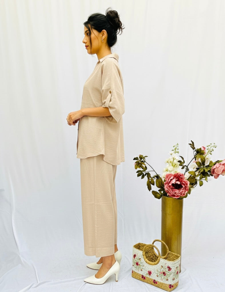 ACTOR MILANA NAGRAJ IN OUR SOFT COTTON BEIGE RELAXED SET BESU INDIA