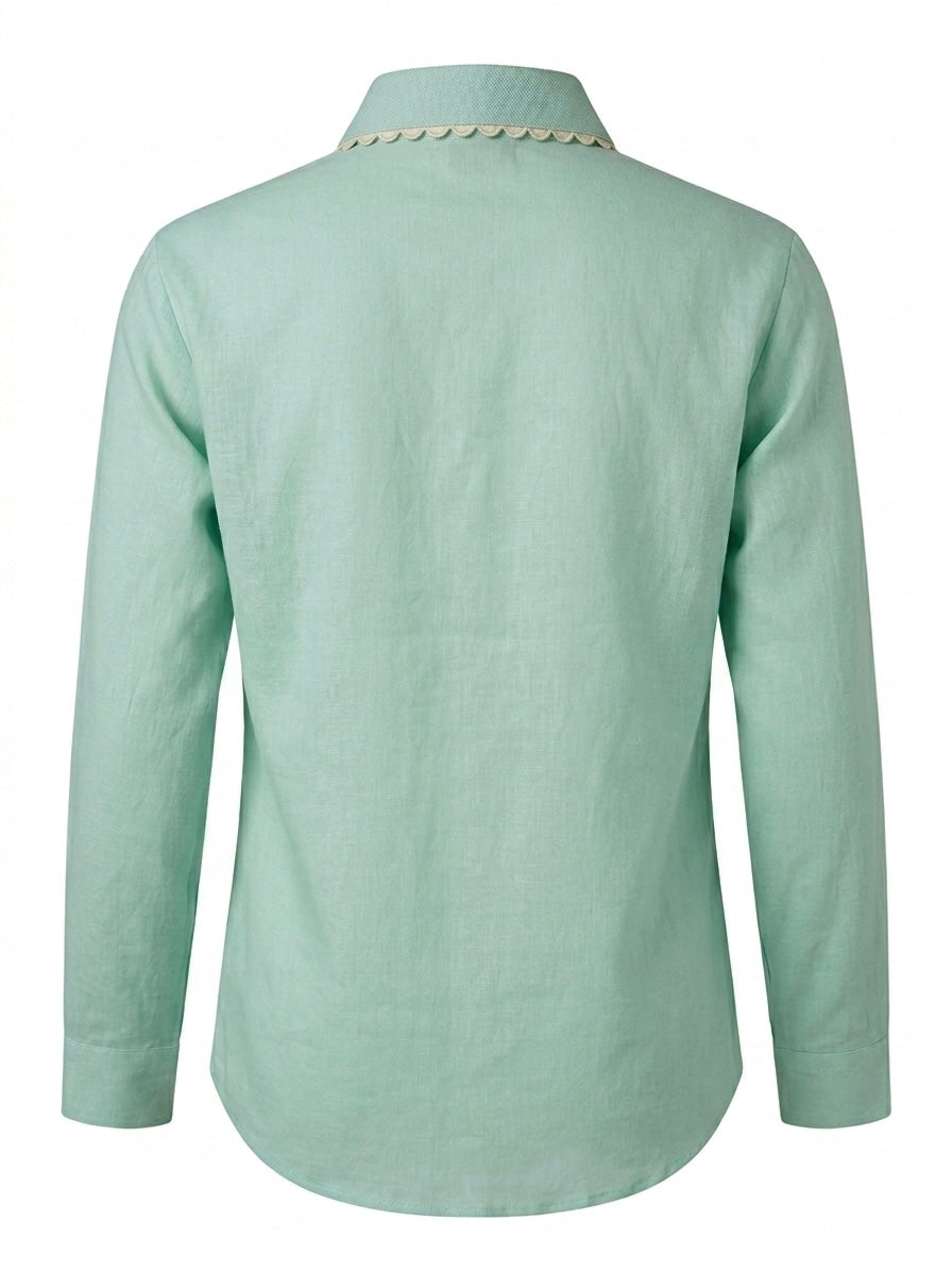 MINT GREEN SHIRT WITH SCALLOP DETAIL BESU INDIA