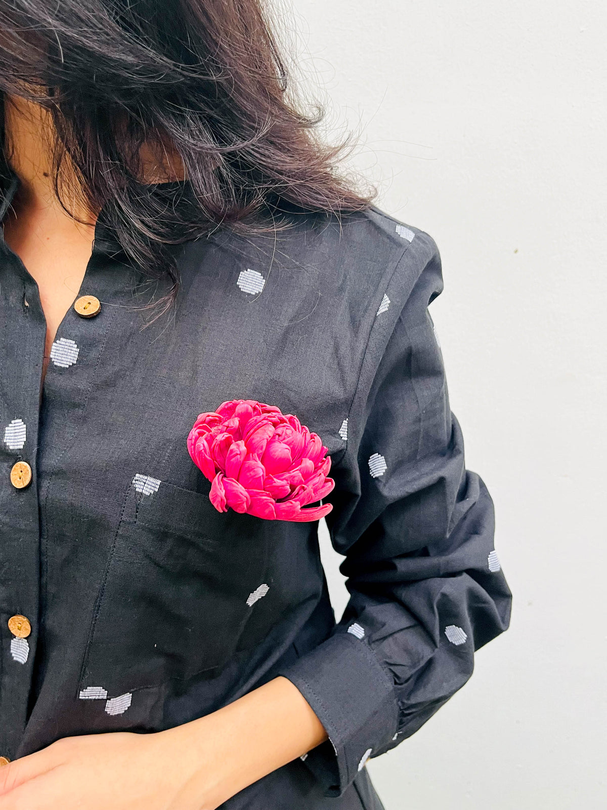 BLACK POLKA DOTTED COTTON CO-ORD KURTA SET BESU INDIA