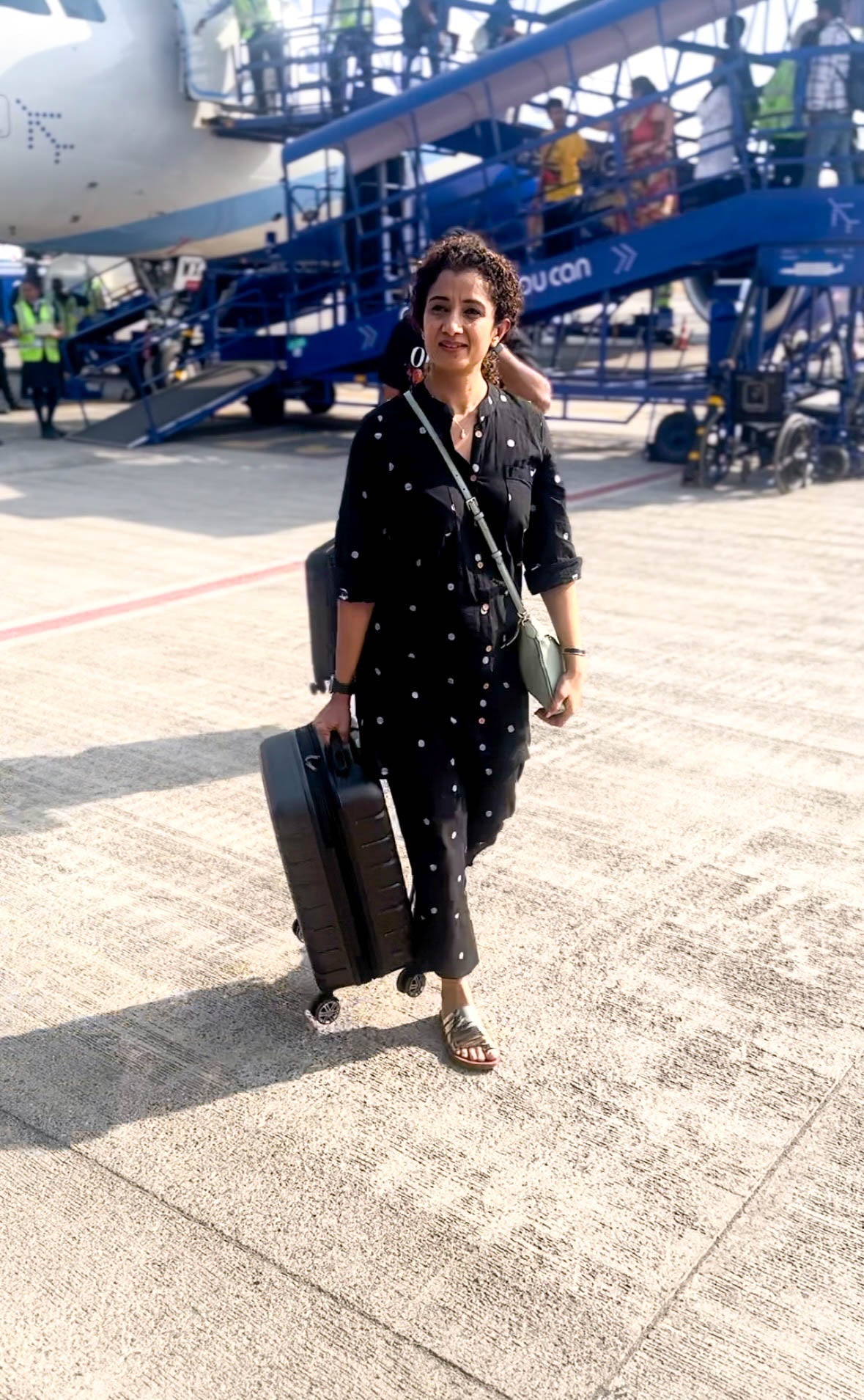 BLACK POLKA DOTTED COTTON CO-ORD KURTA SET BESU INDIA