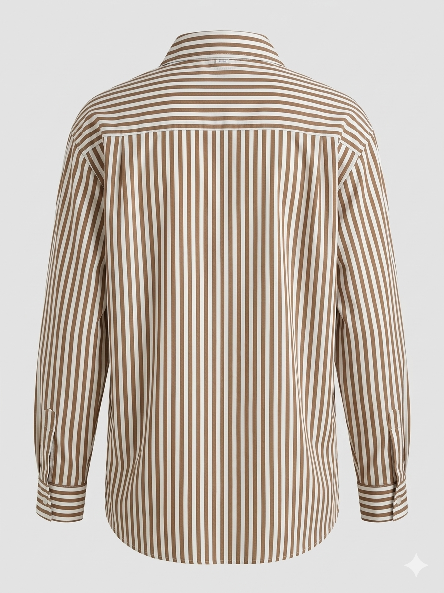 BROWN STRIPED SHIRT WITH PEARL EMBROIDERY BESU INDIA
