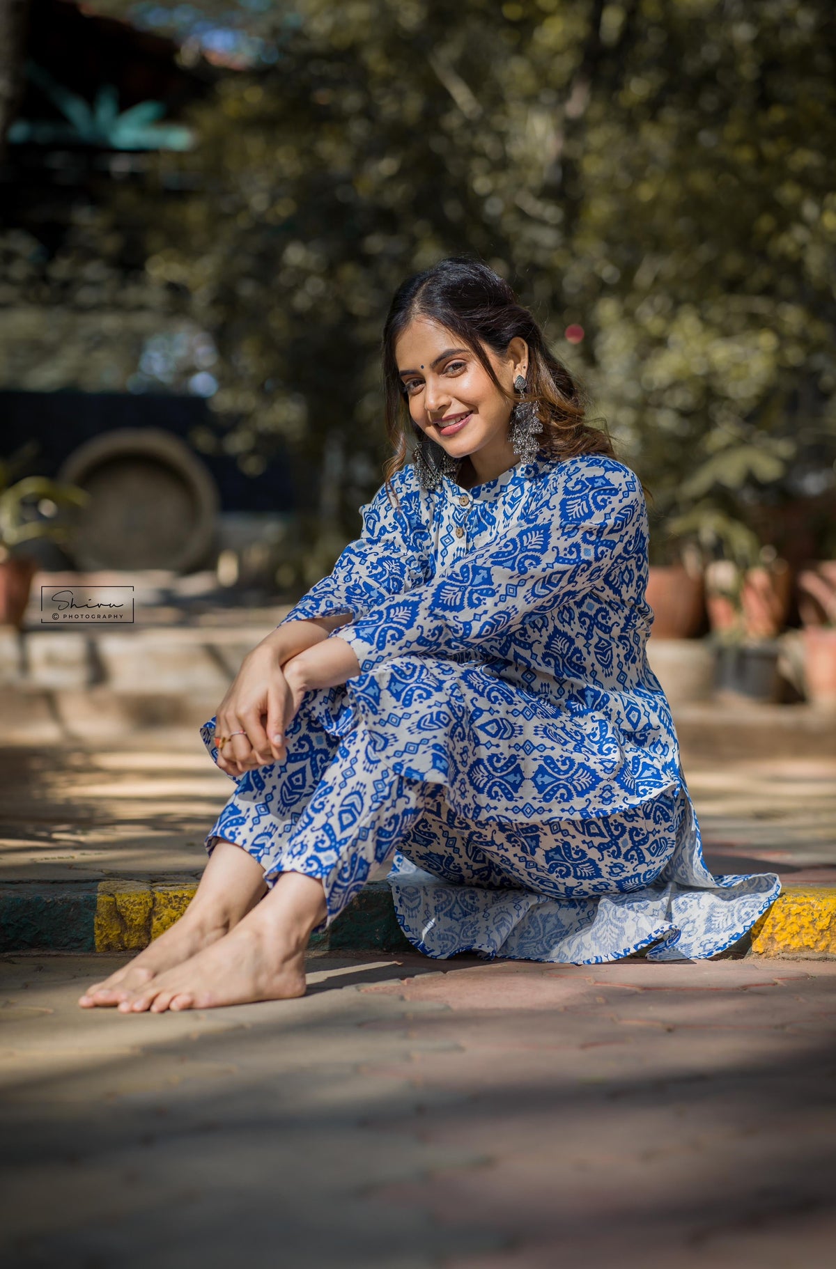 SHRUTI PRAKASH IN OUR BALINESE PRINT COTTON SET BESU INDIA