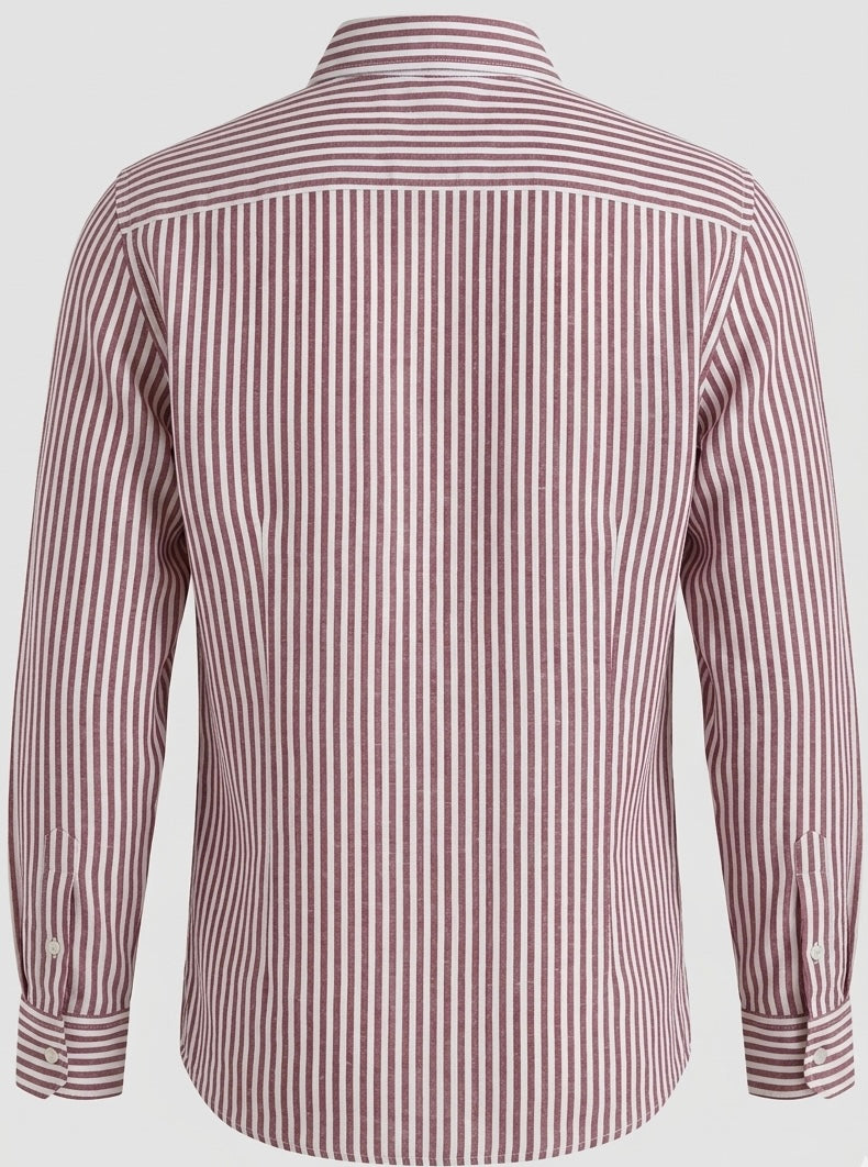 BURGUNDY AND WHITE STRIPED SHIRT BESU INDIA