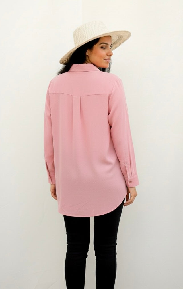 LIGHT PINK COTTON SHIRT WITH SEQUINS EMBROIDERY BESU INDIA