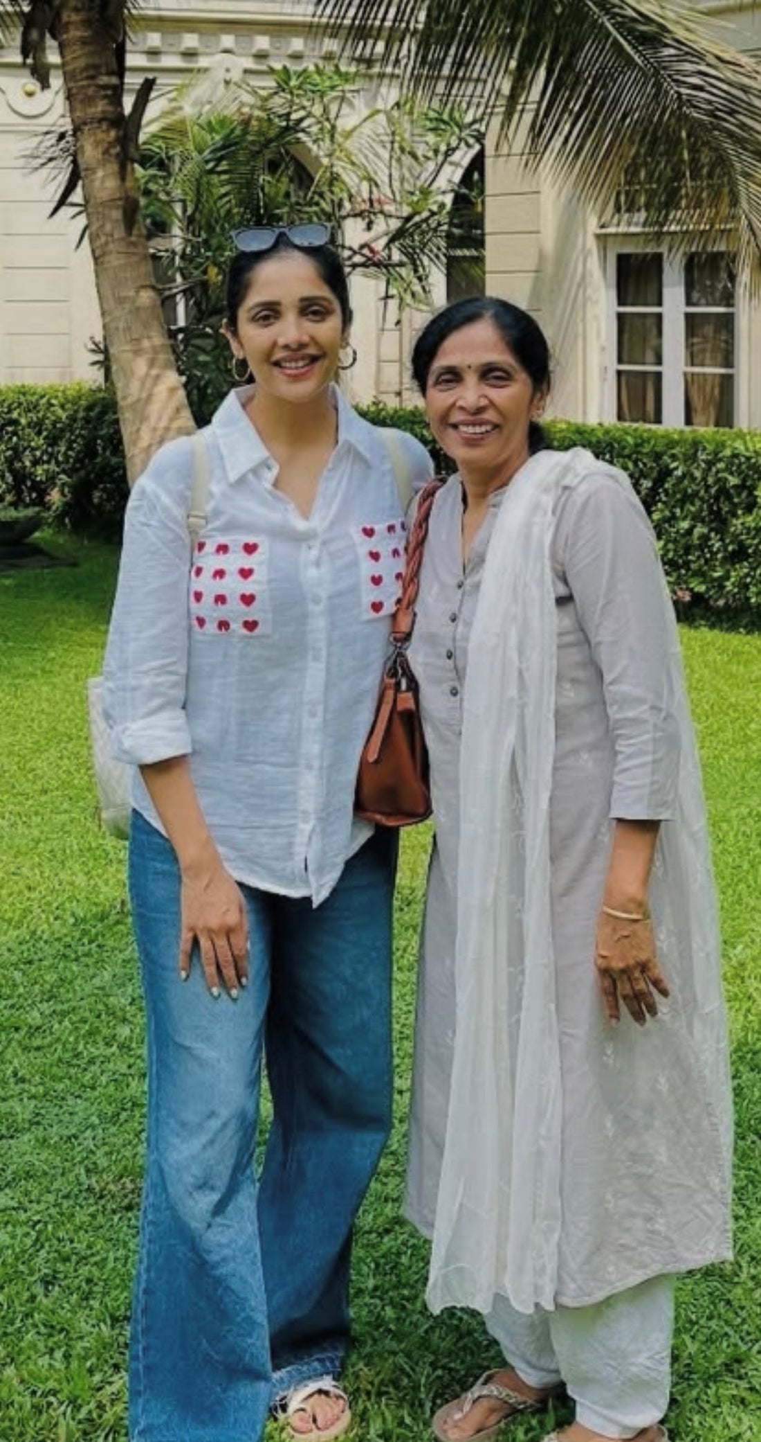 ACTOR MILANA NAGRAJ IN OUR HEART PRINT POCKET - SOFT COTTON SHIRT BESU INDIA