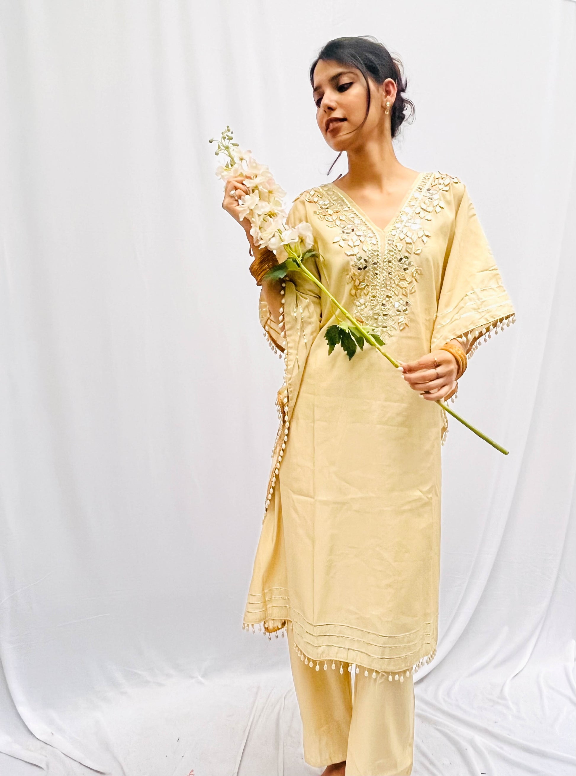 CREAM KHAFTAN WITH PANTS BESU INDIA
