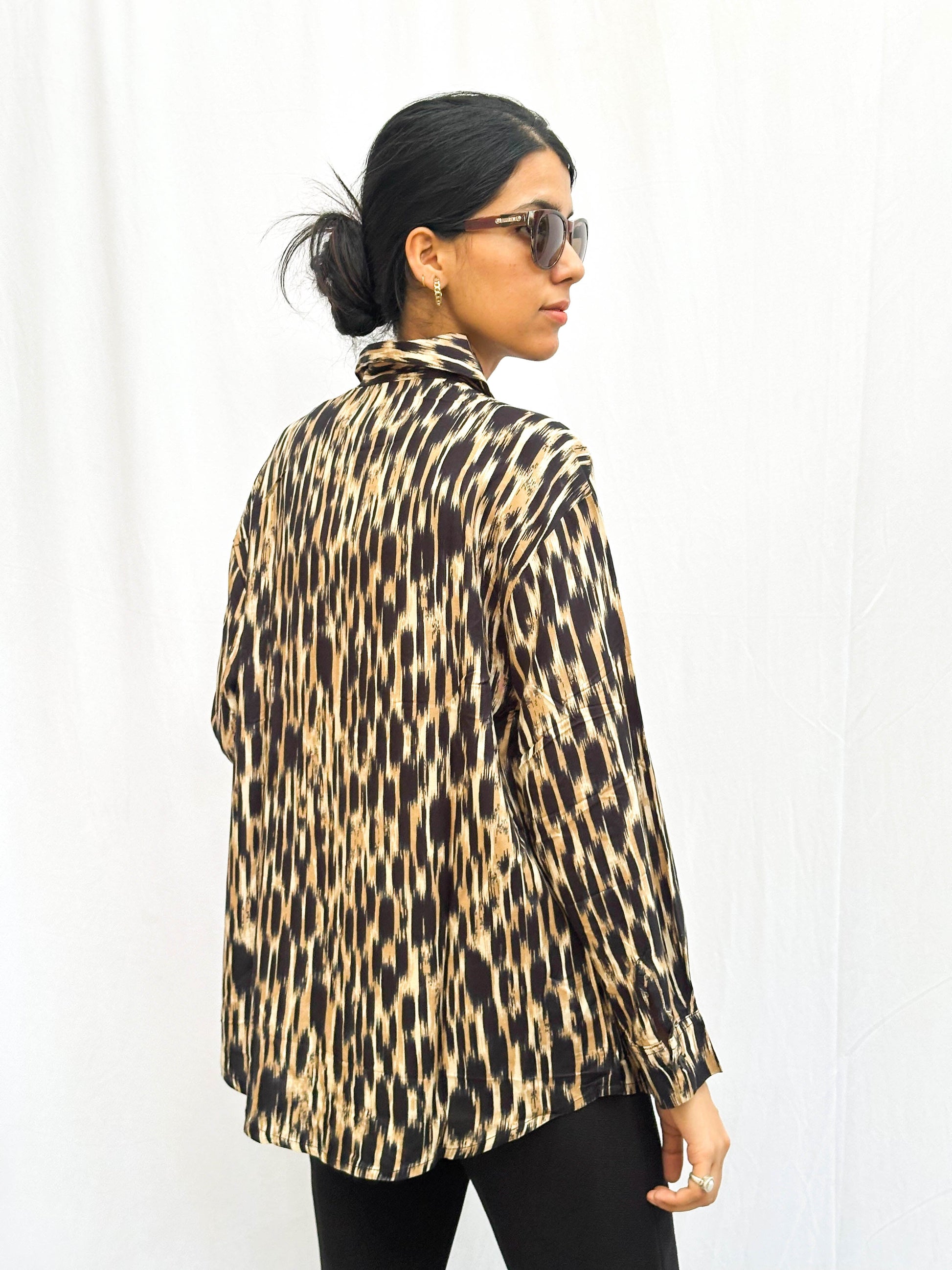 ANIMAL PRINT COTTON SHIRT WITH SEQUINS POCKETS BESU INDIA