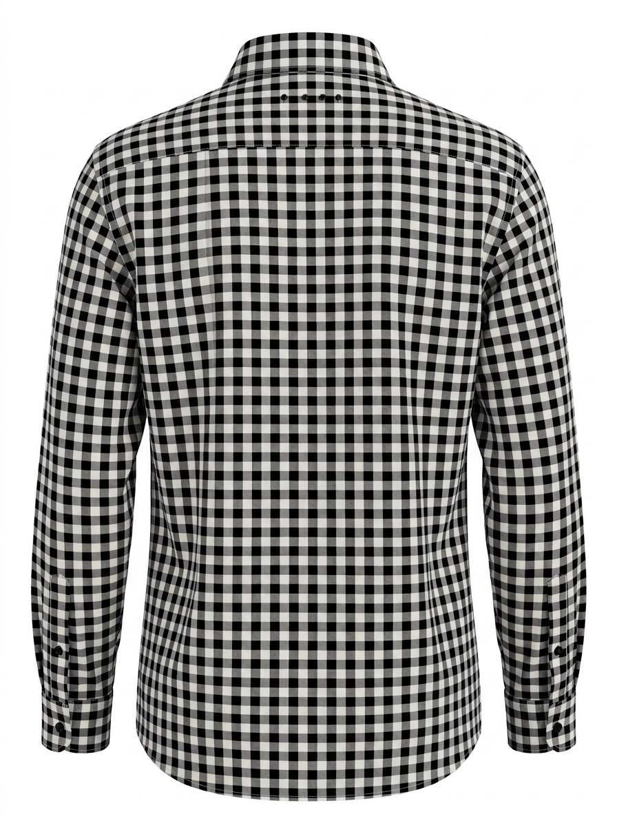BLACK CHECKS SHIRT WITH EMBROIDERED PLACKET BESU INDIA