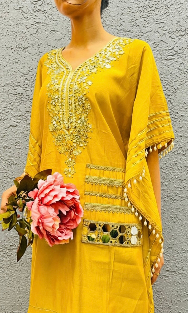 MUSTARD KHAFTAN WITH DOTHI PANTS BESU INDIA