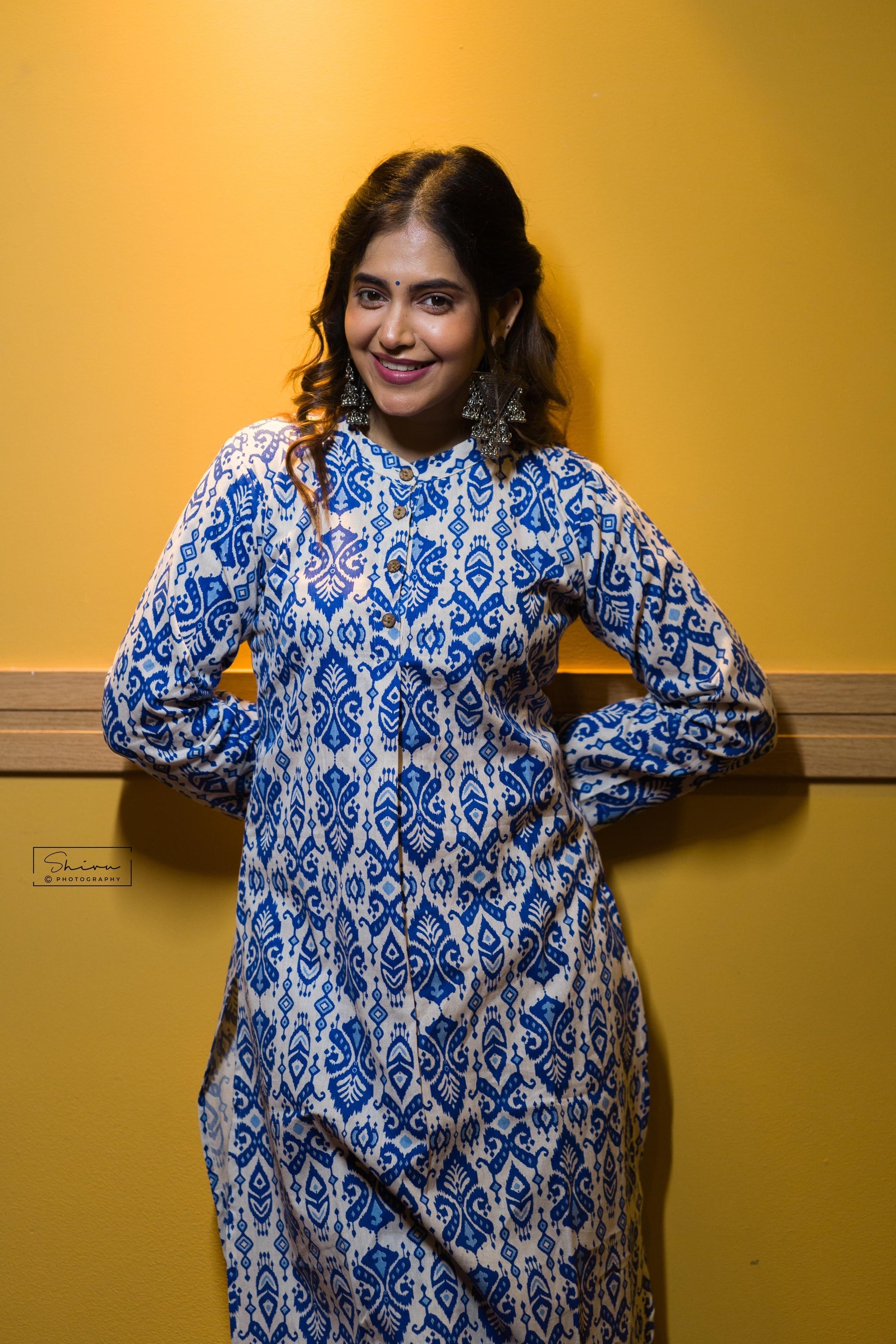 BALINESE PRINT INDIGO COLOUR COTTON KURTA TOP BESU INDIA