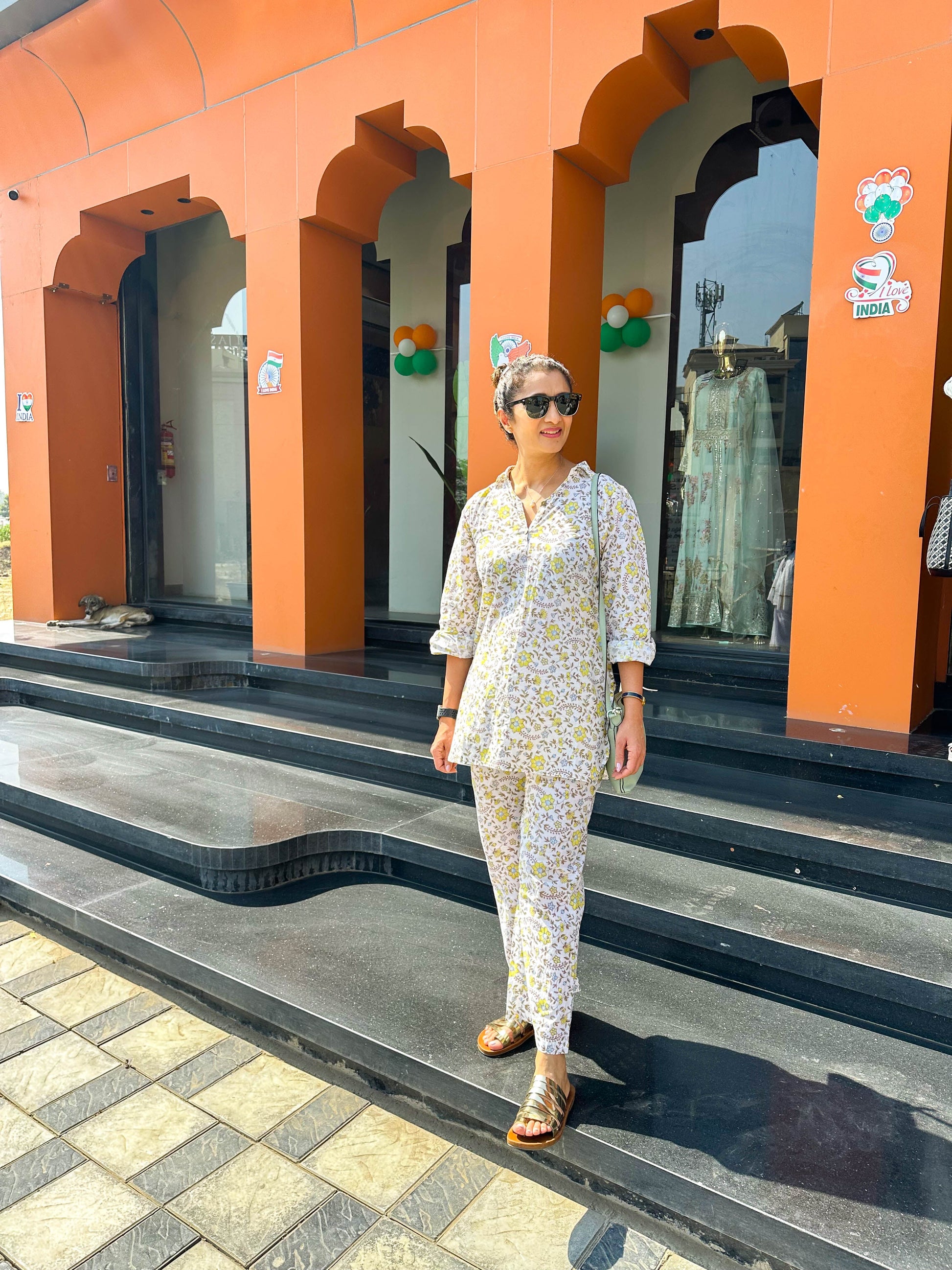 YELLOW FLORAL CO-ORD KURTA SET BESU INDIA