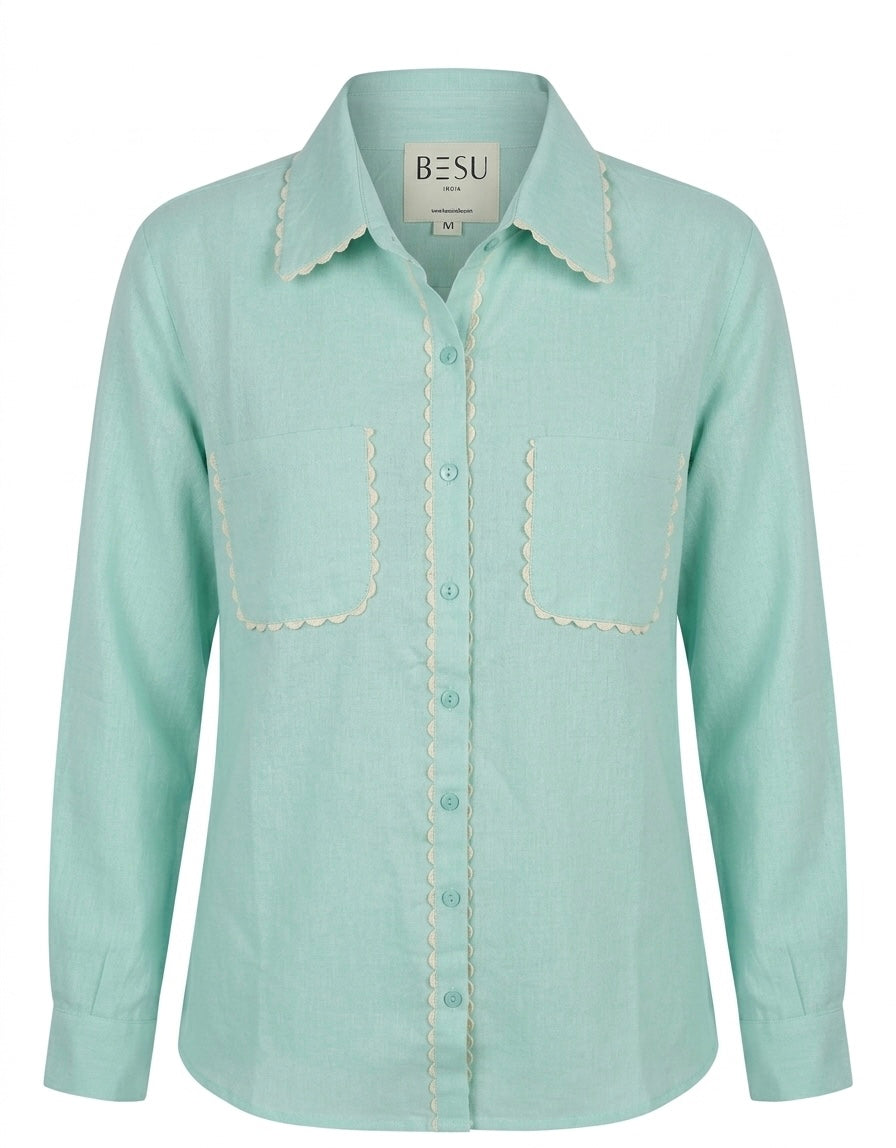 MINT GREEN SHIRT WITH SCALLOP DETAIL BESU INDIA
