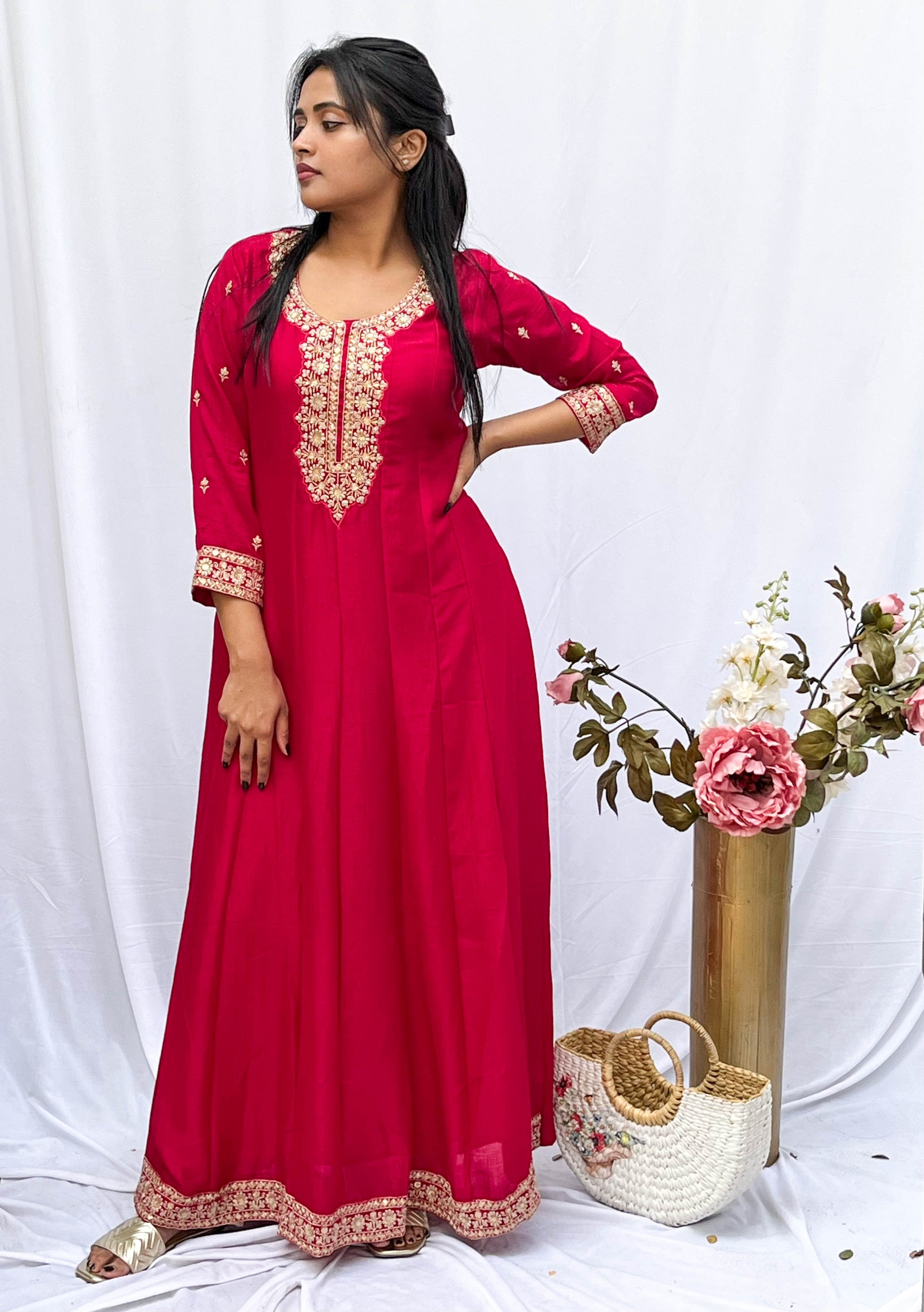 EMBROIDERED FULL LENGTH DRESS WITH DUPUTTA (no pants) BESU INDIA