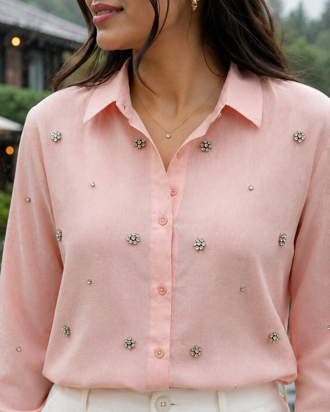 SPARKLING BLOSSOM PINK SHIRT BESU INDIA