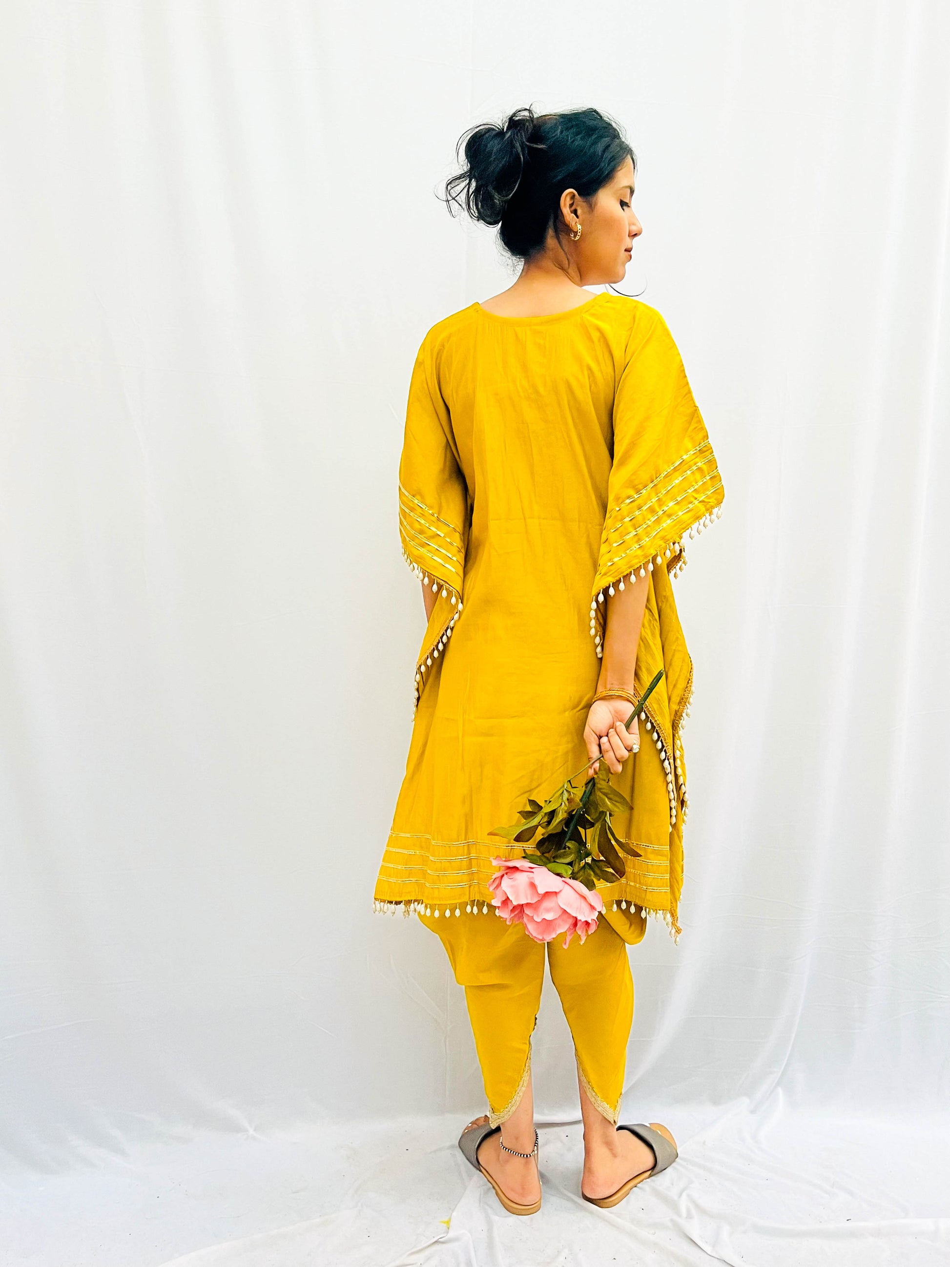 MUSTARD KHAFTAN WITH DOTHI PANTS BESU INDIA