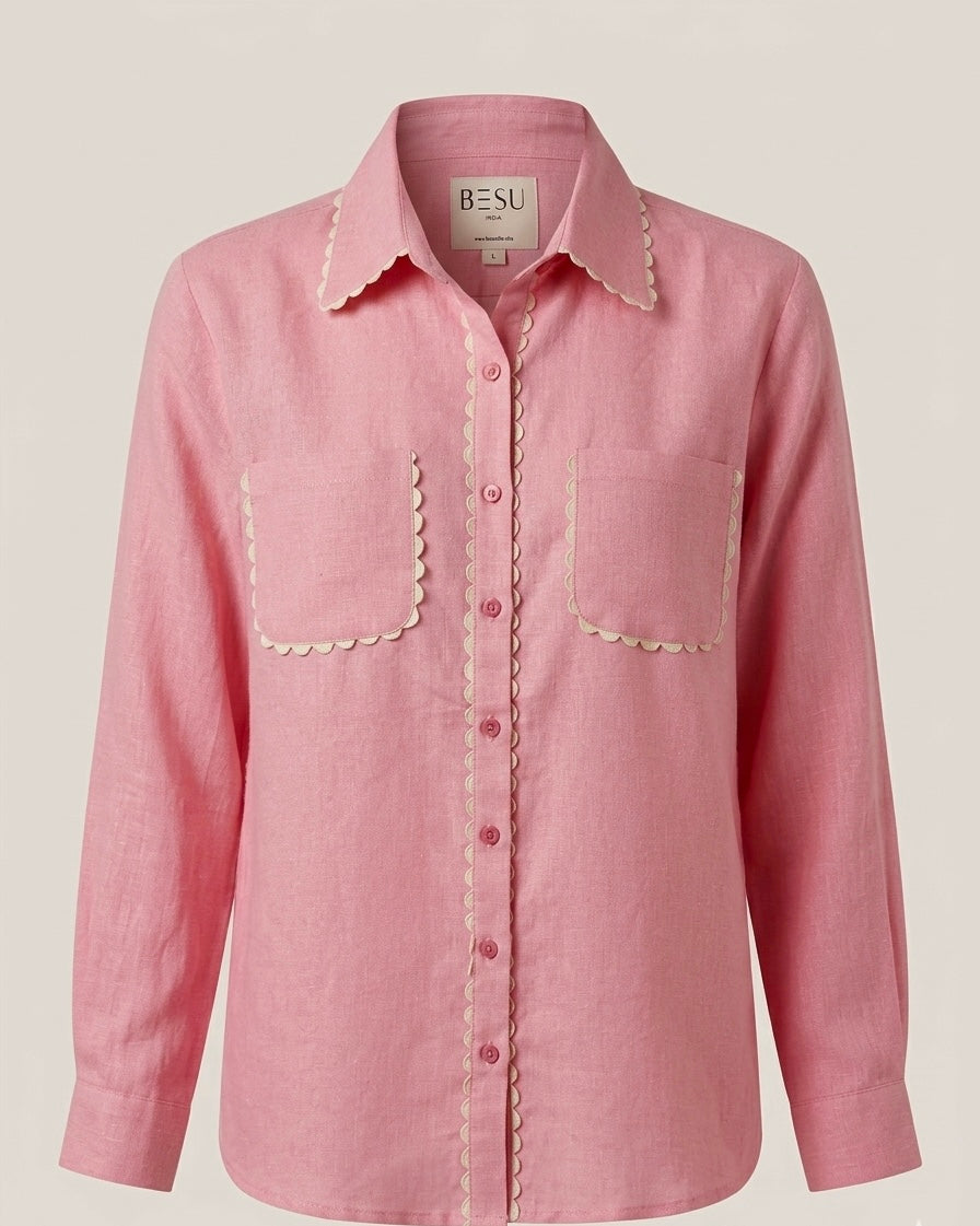 PINK SHIRT WITH SCALLOP DETAILS BESU INDIA