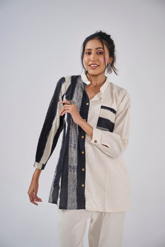 HALF - STRIPES WITH STRIPED POCKET SHIRT KURTA BESU INDIA