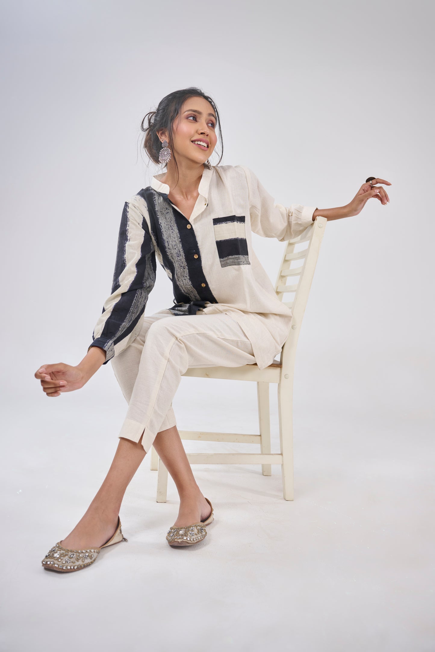 HALF - STRIPES WITH STRIPED POCKET SHIRT KURTA BESU INDIA