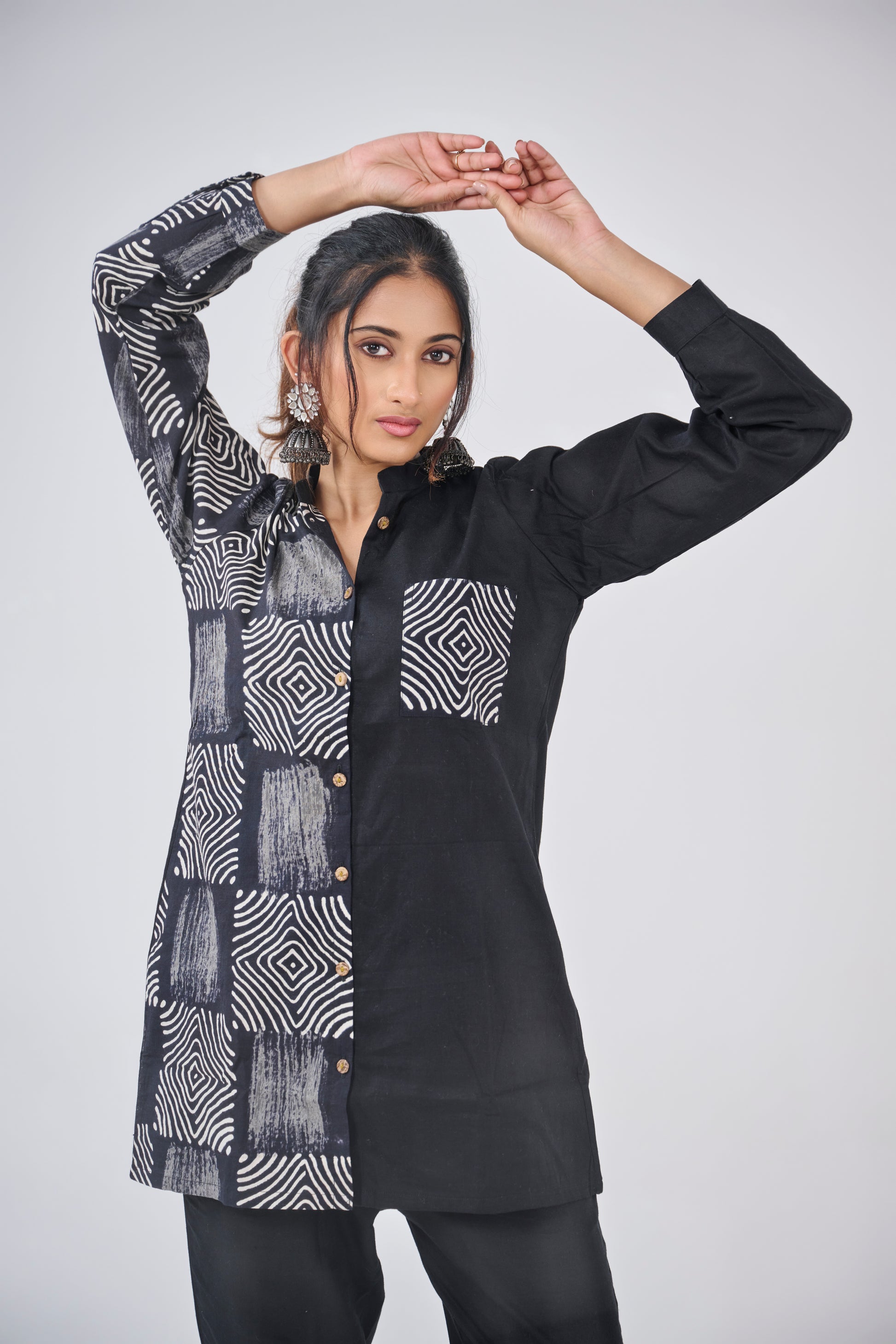 HALF CHECKS WITH CHECKS POCKET SHIRT KURTA BESU INDIA
