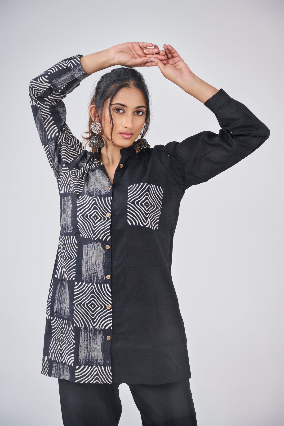 HALF CHECKS WITH CHECKS POCKET SHIRT KURTA BESU INDIA