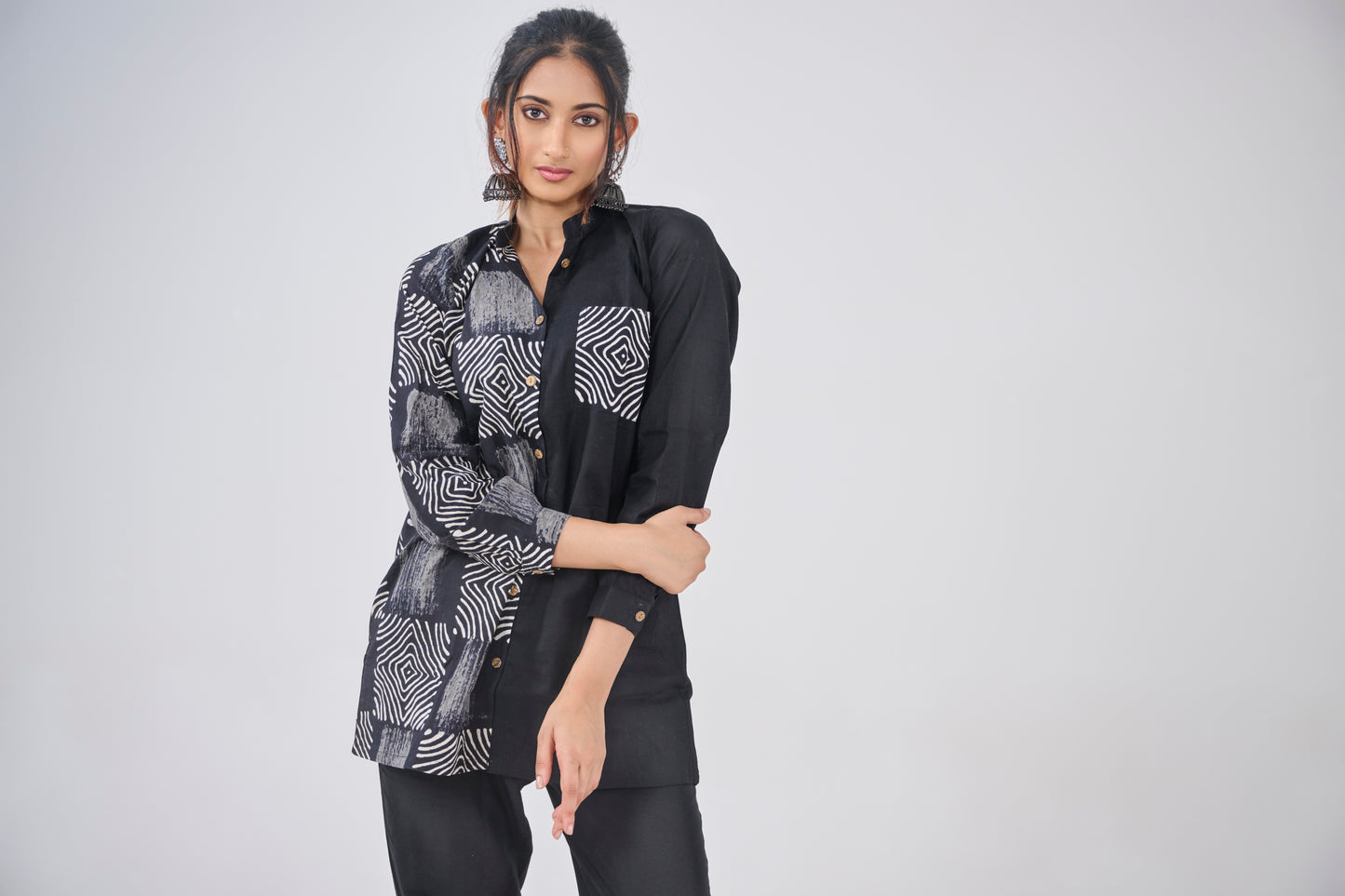 HALF CHECKS WITH CHECKS POCKET SHIRT KURTA BESU INDIA