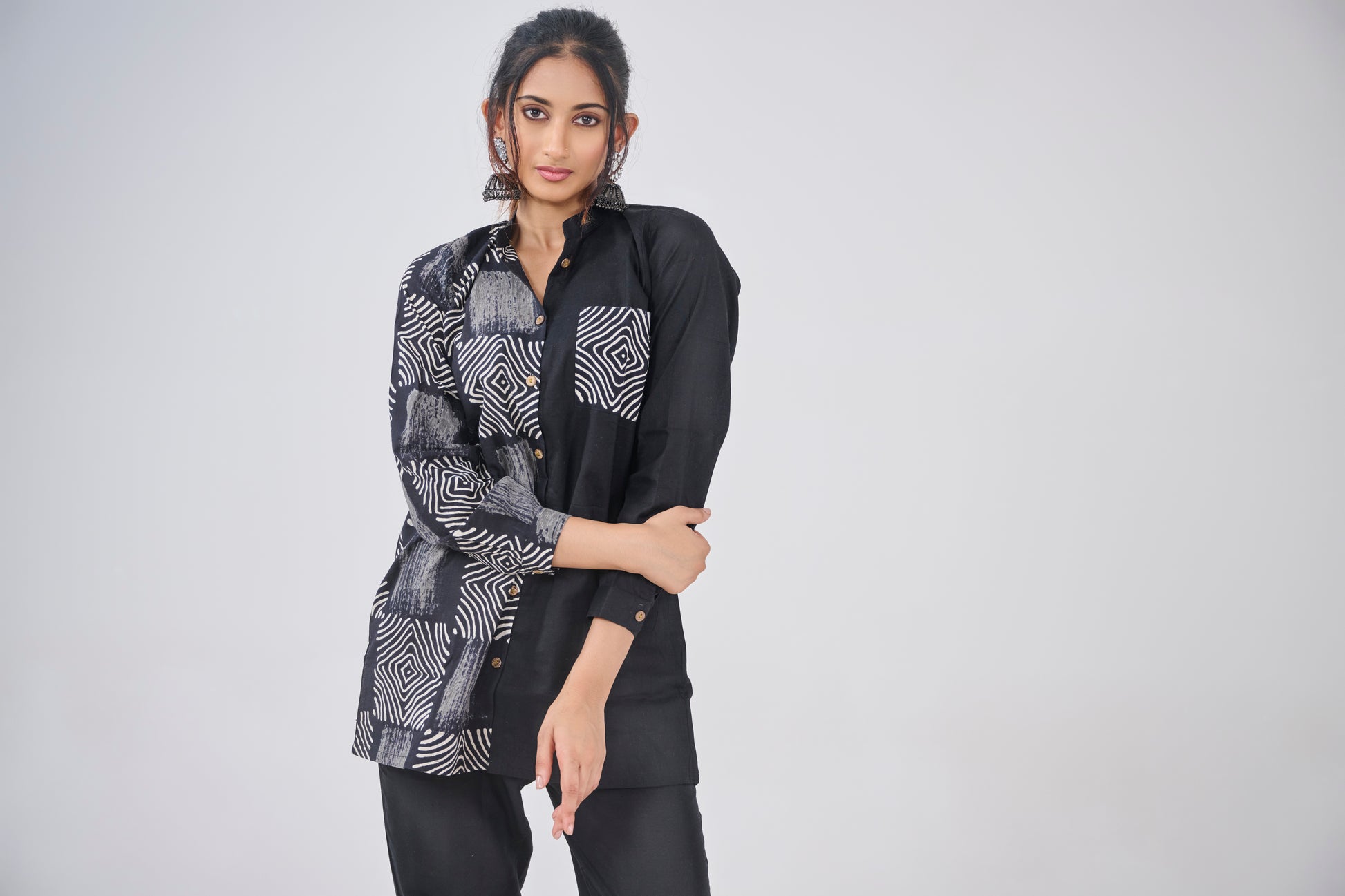 HALF CHECKS WITH CHECKS POCKET SHIRT KURTA BESU INDIA