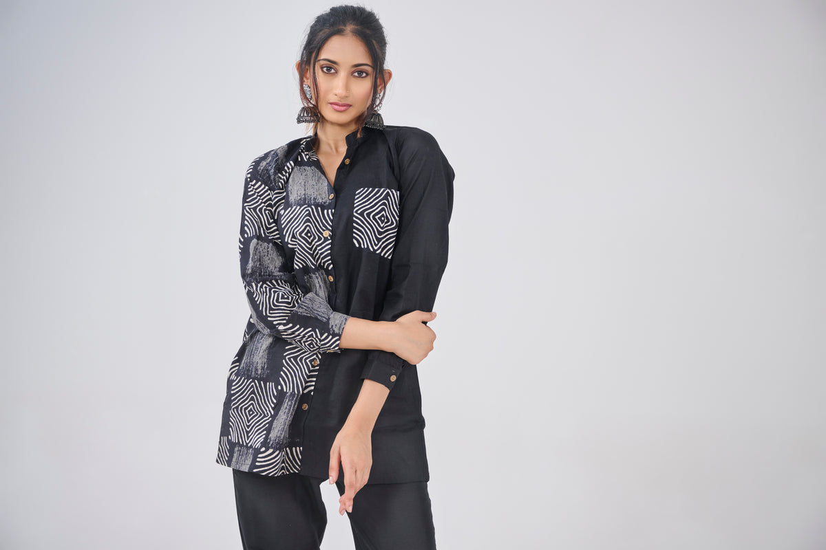 HALF CHECKS WITH CHECKS POCKET SHIRT KURTA BESU INDIA