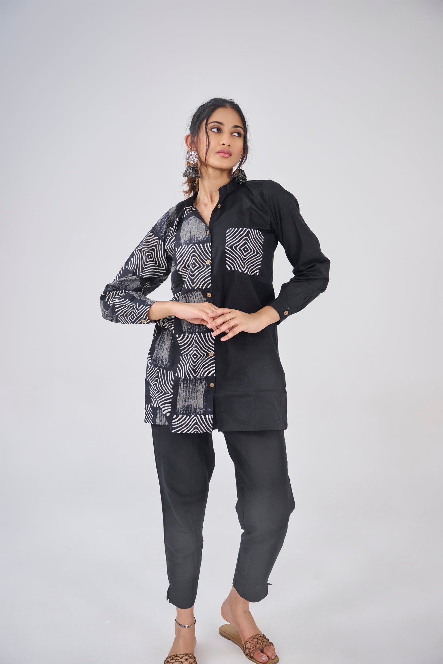 HALF CHECKS WITH CHECKS POCKET SHIRT KURTA BESU INDIA