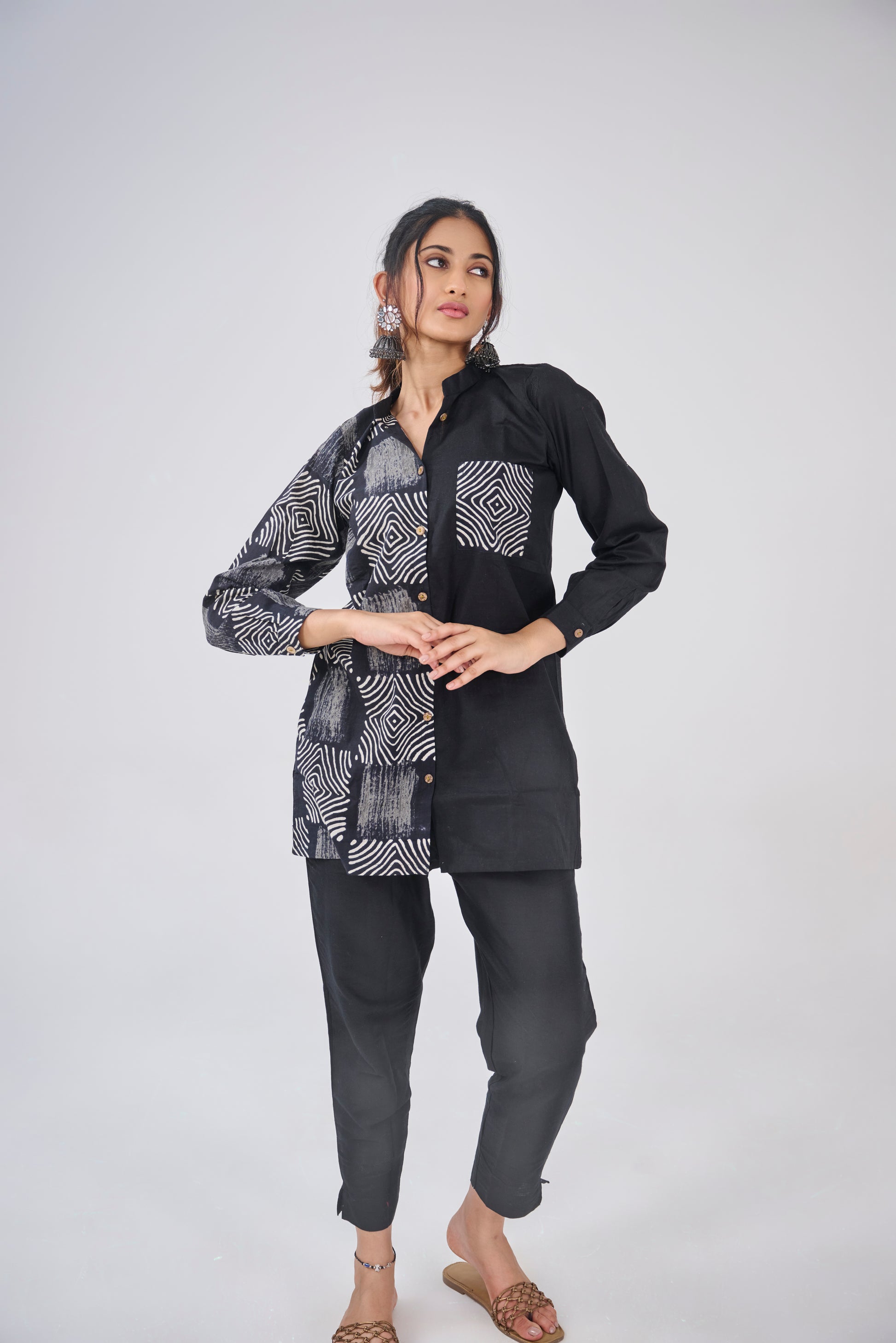HALF CHECKS WITH CHECKS POCKET SHIRT KURTA BESU INDIA