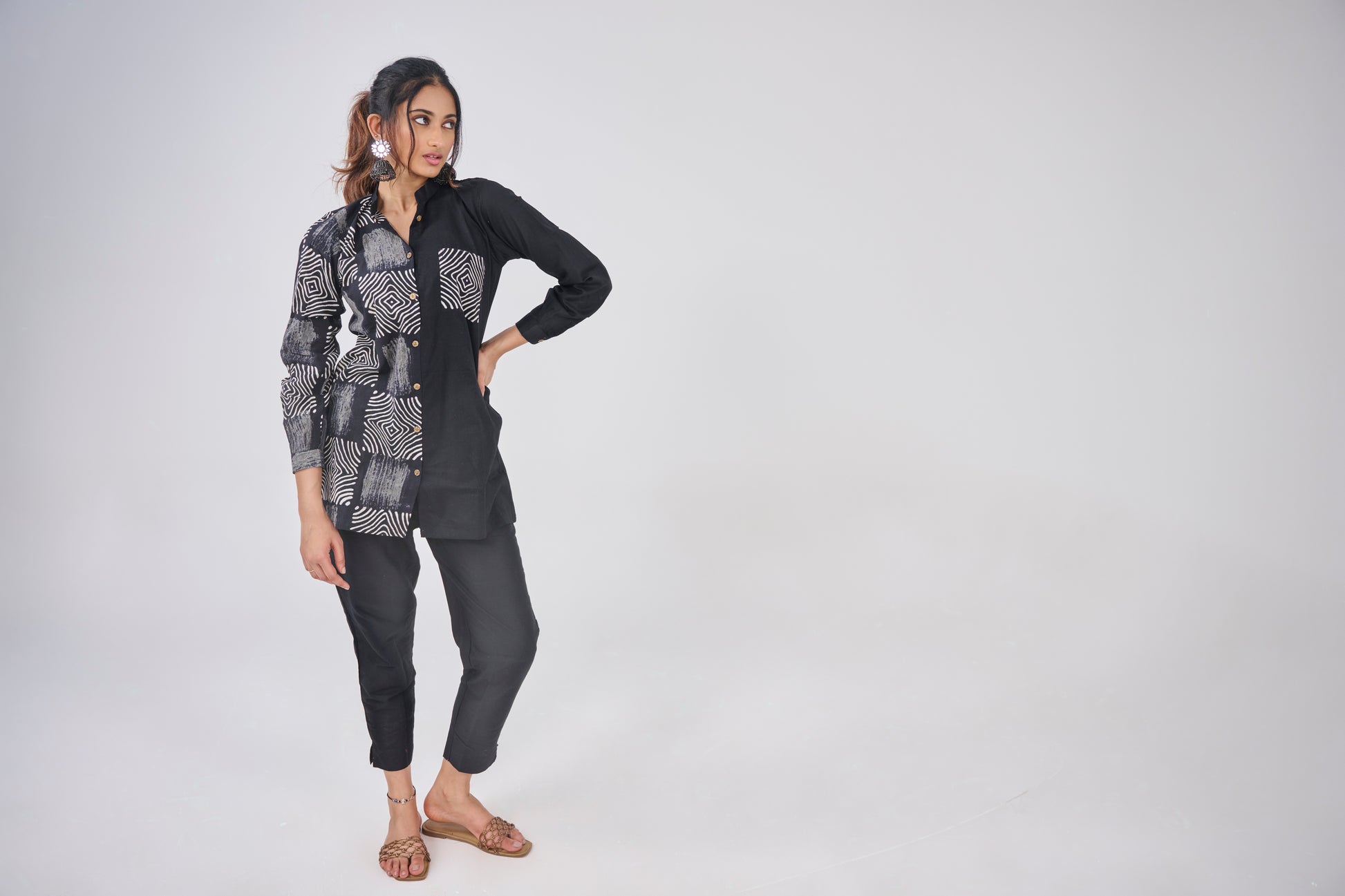 HALF CHECKS WITH CHECKS POCKET SHIRT KURTA BESU INDIA