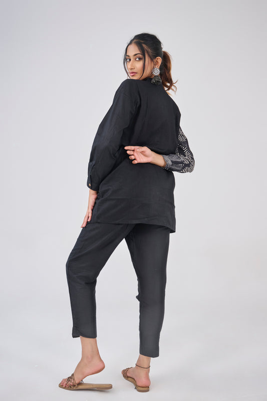 BLACK COTTON COMFORT PANTS BESU INDIA