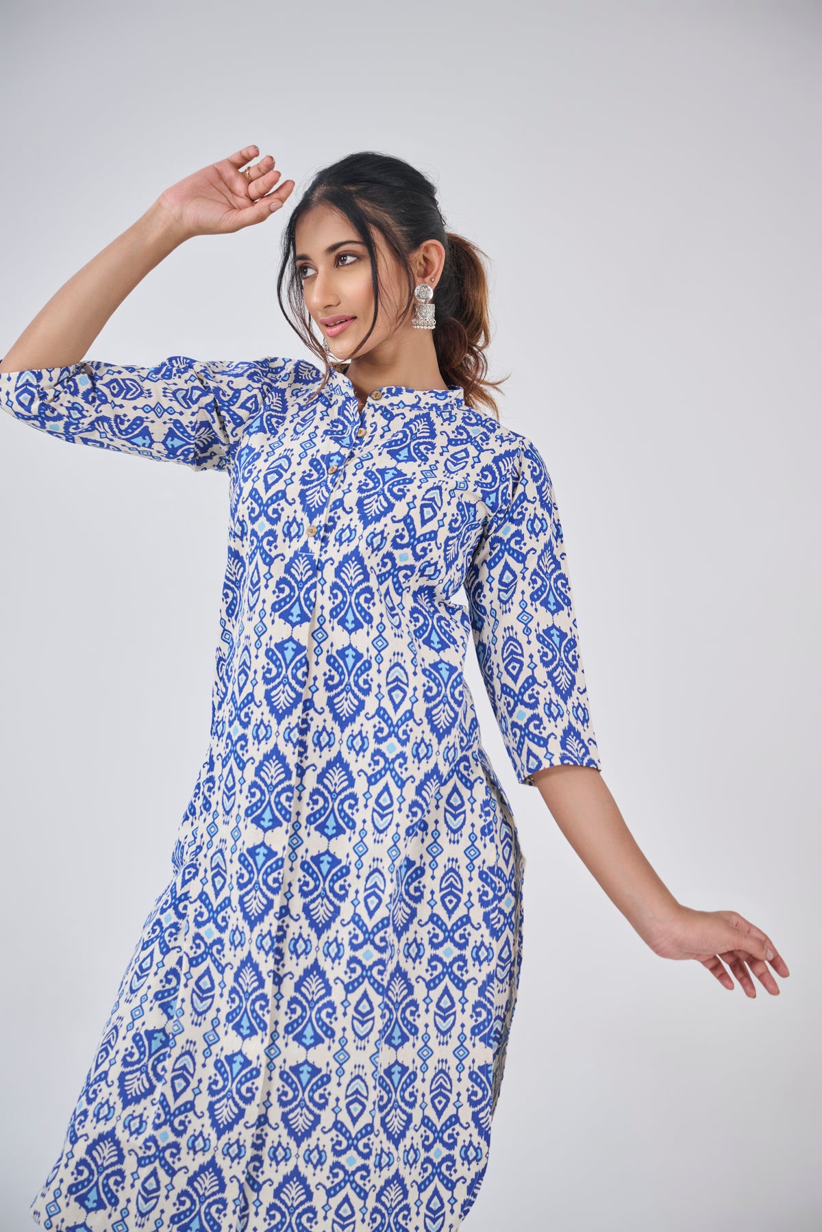 BALINESE PRINT INDIGO COLOUR COTTON KURTA TOP BESU INDIA