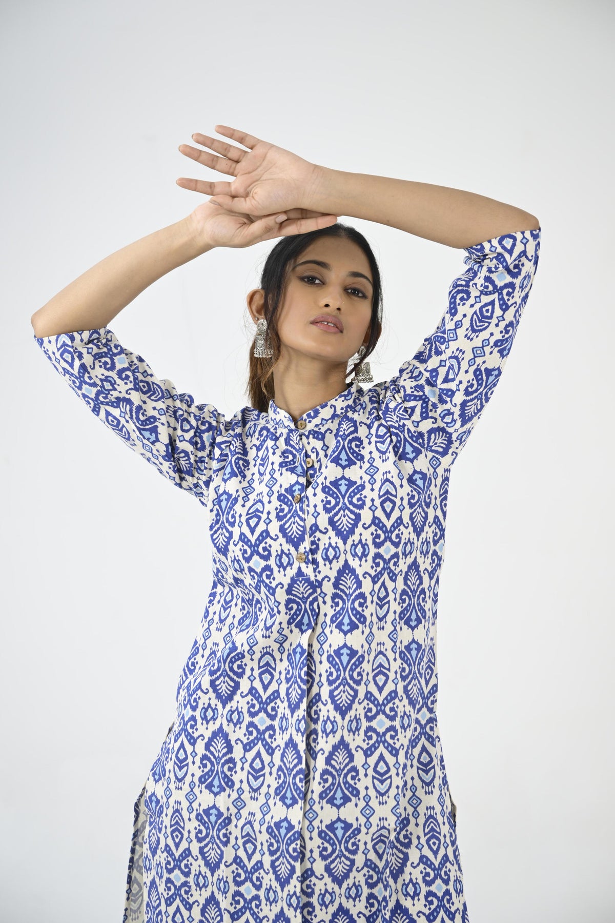 BALINESE PRINT INDIGO COLOUR COTTON KURTA TOP BESU INDIA