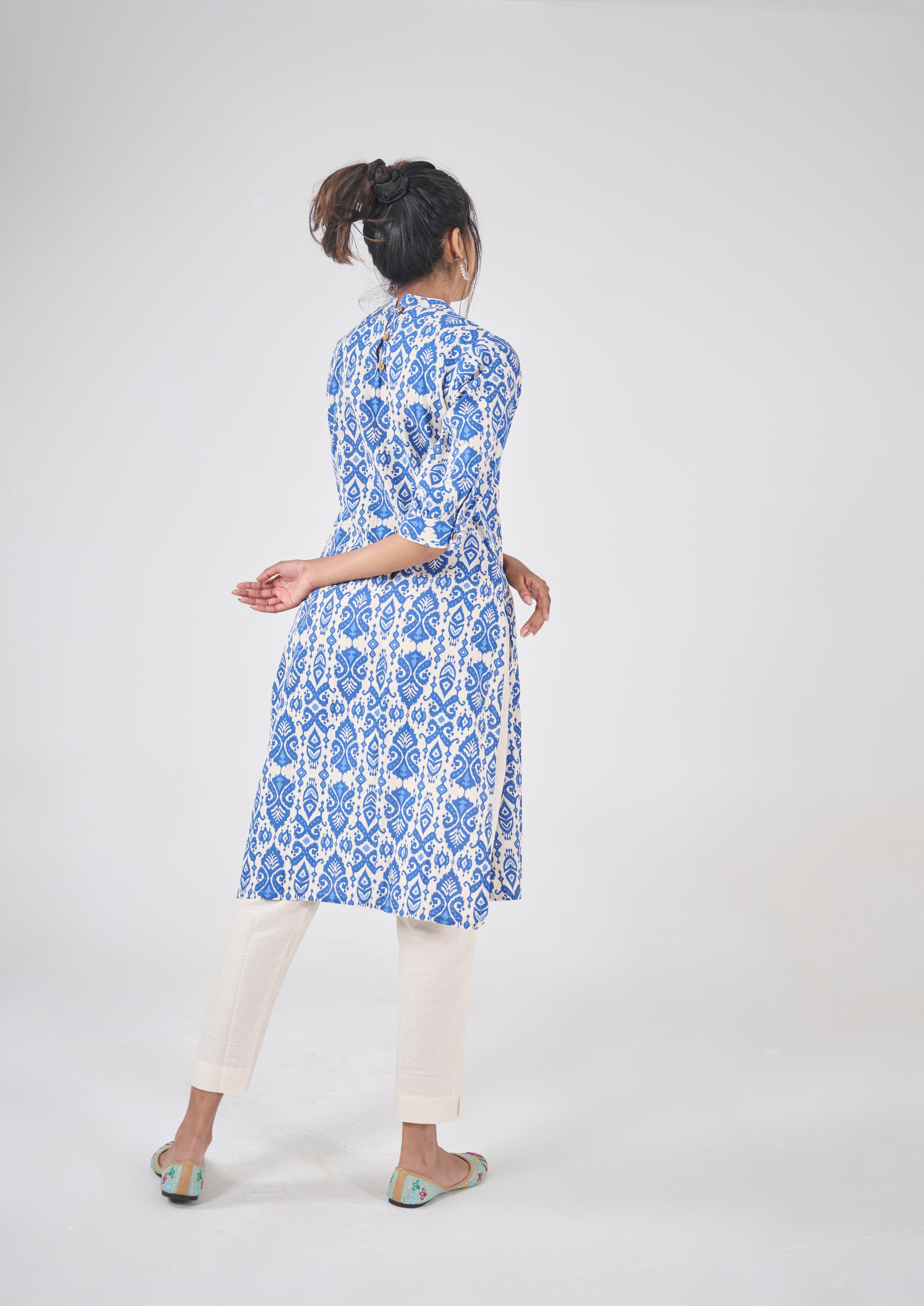 BALINESE INDIGO PRINT COTTON KURTA TOP BESU INDIA