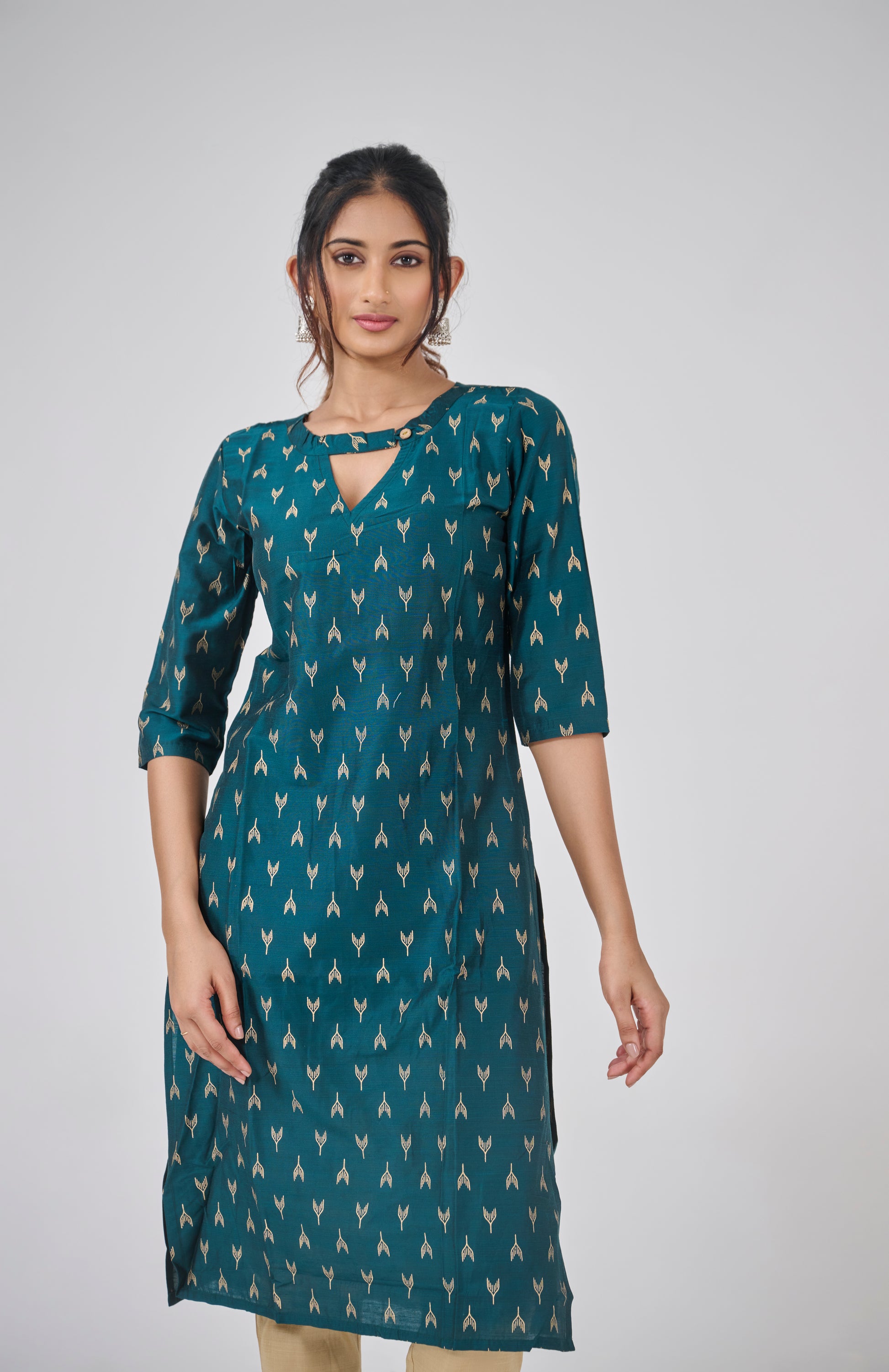 PRINTED SLUB COTTON KURTA TOP BESU INDIA