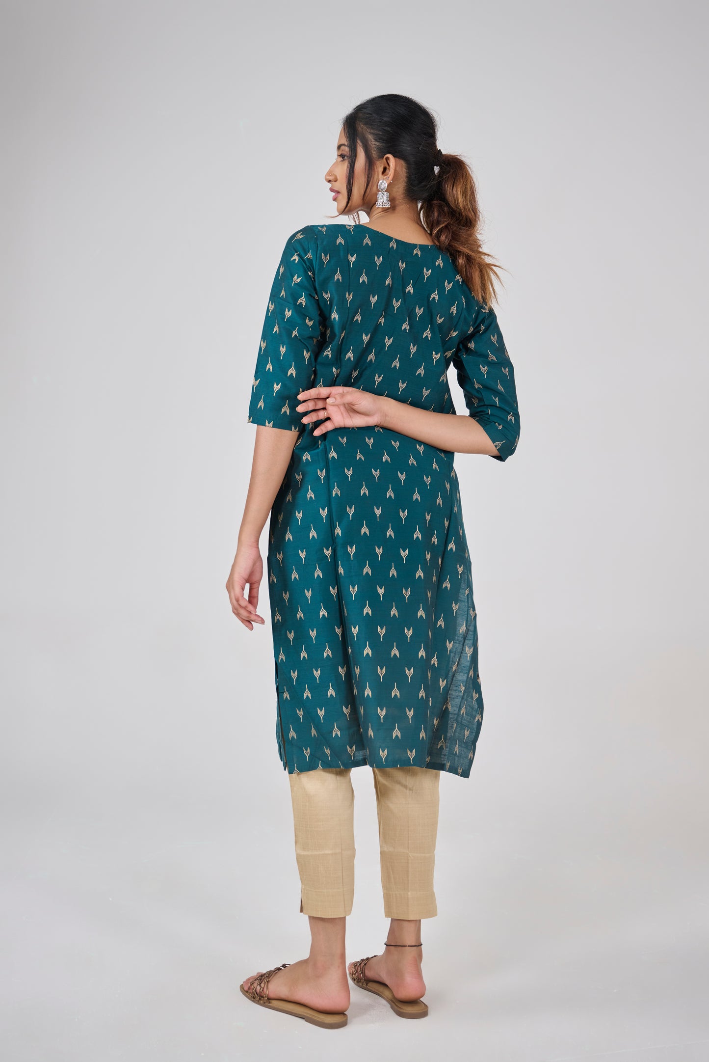 PRINTED SLUB COTTON KURTA TOP BESU INDIA