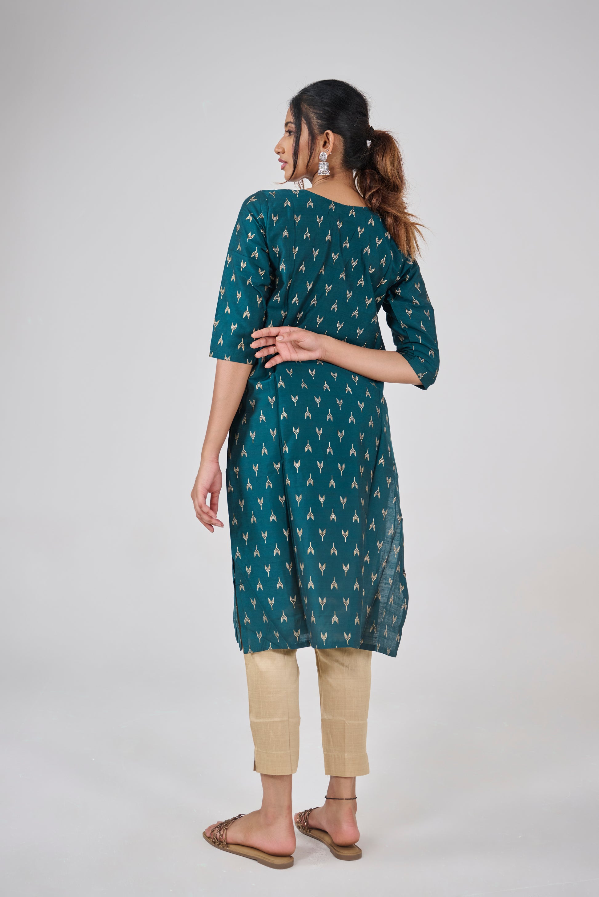 PRINTED SLUB COTTON KURTA TOP BESU INDIA