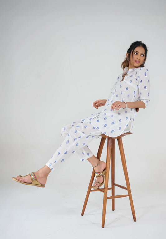 INDIGO LEAF PRINT CO-ORD SET BESU INDIA