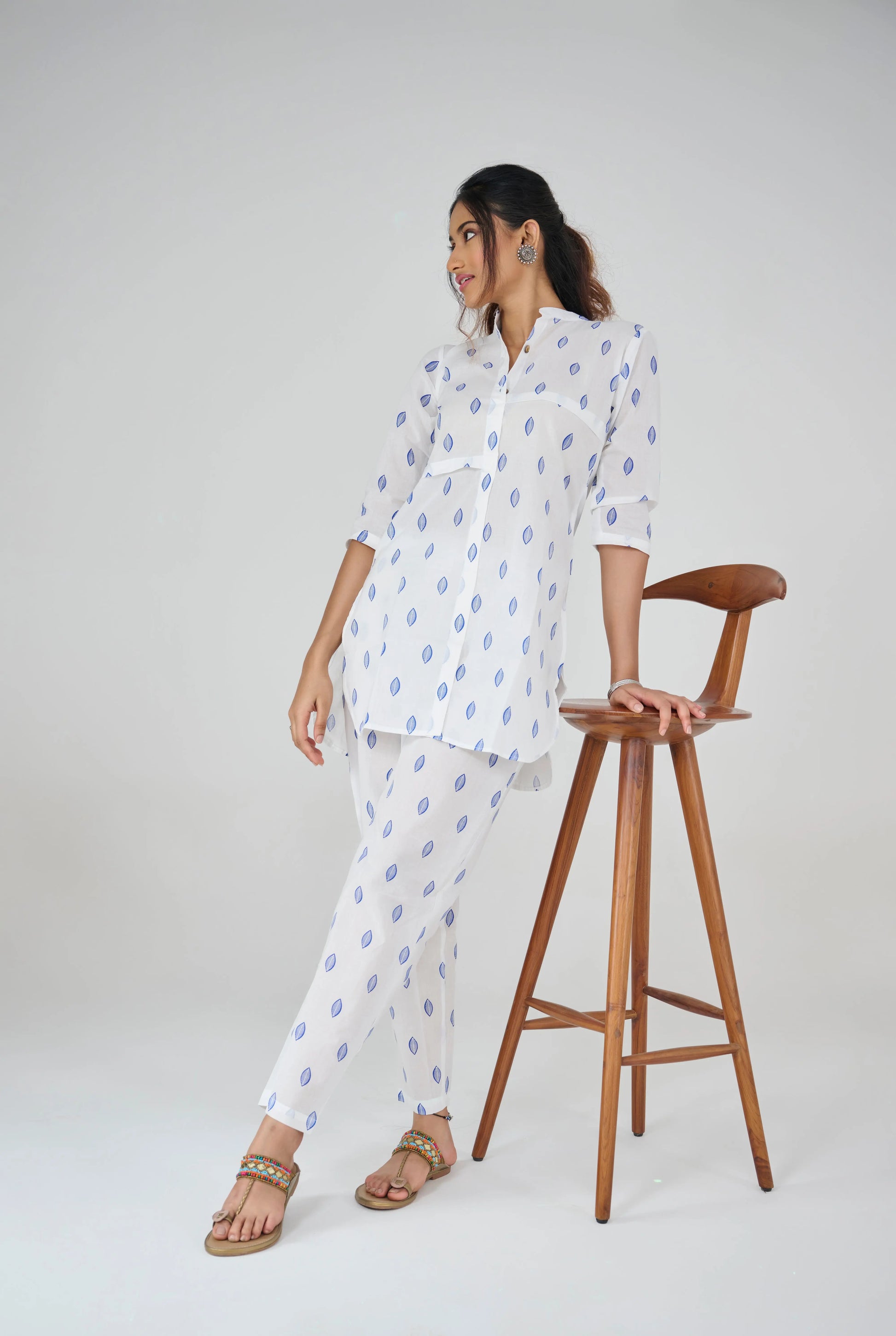 INDIGO LEAF PRINT CO-ORD SET BESU INDIA