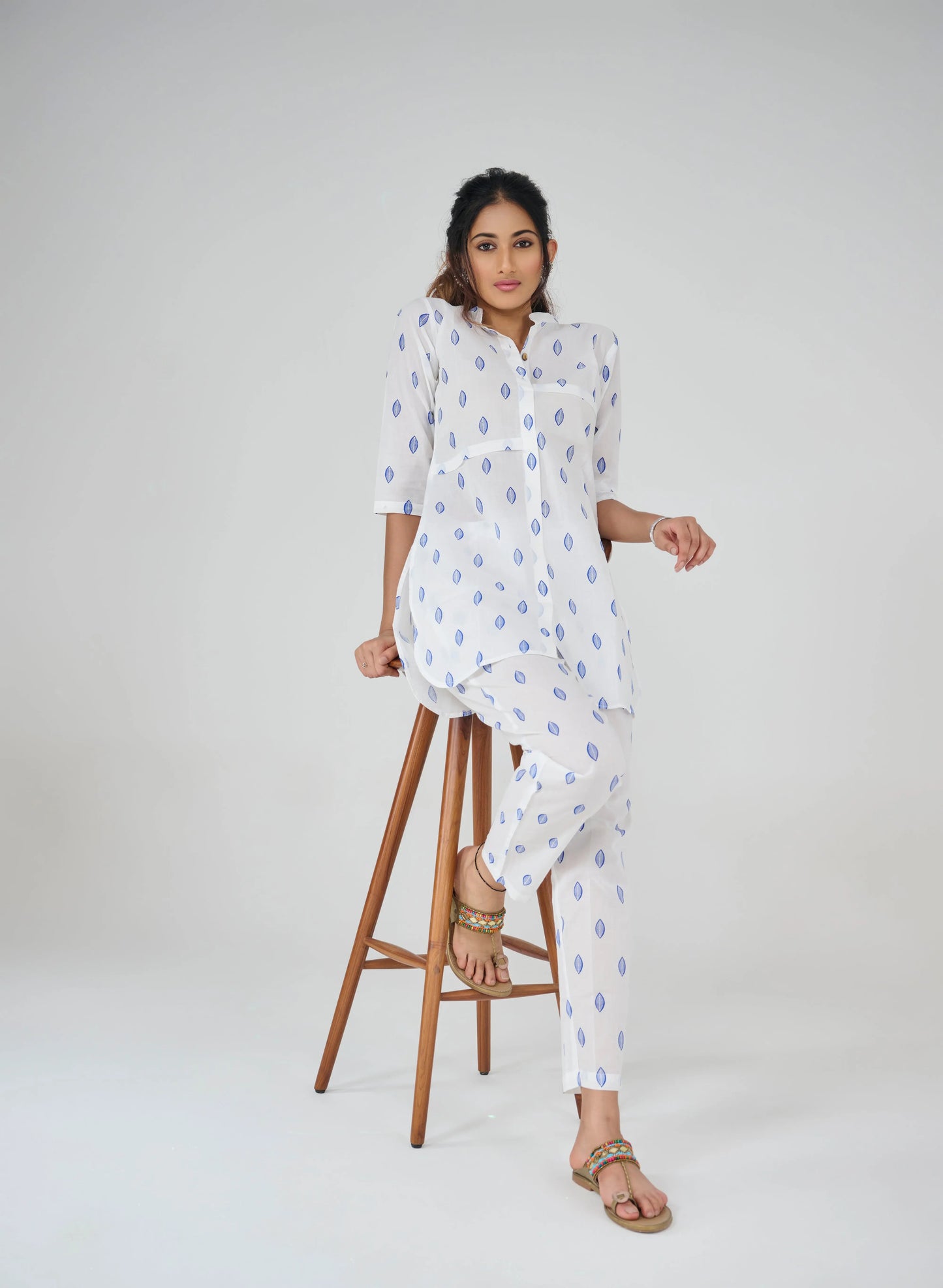 INDIGO LEAF PRINT CO-ORD SET BESU INDIA