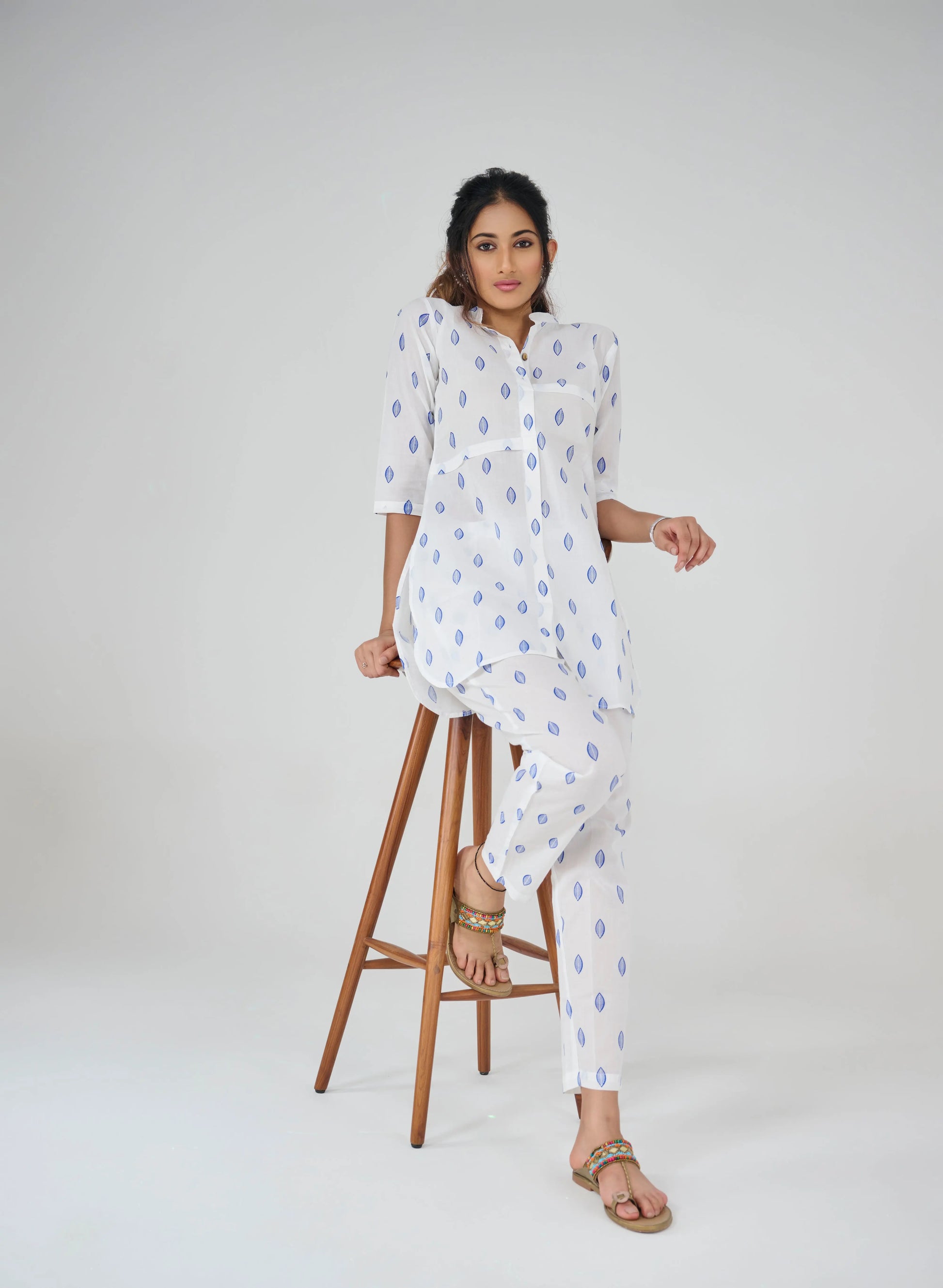 INDIGO LEAF PRINT CO-ORD SET BESU INDIA