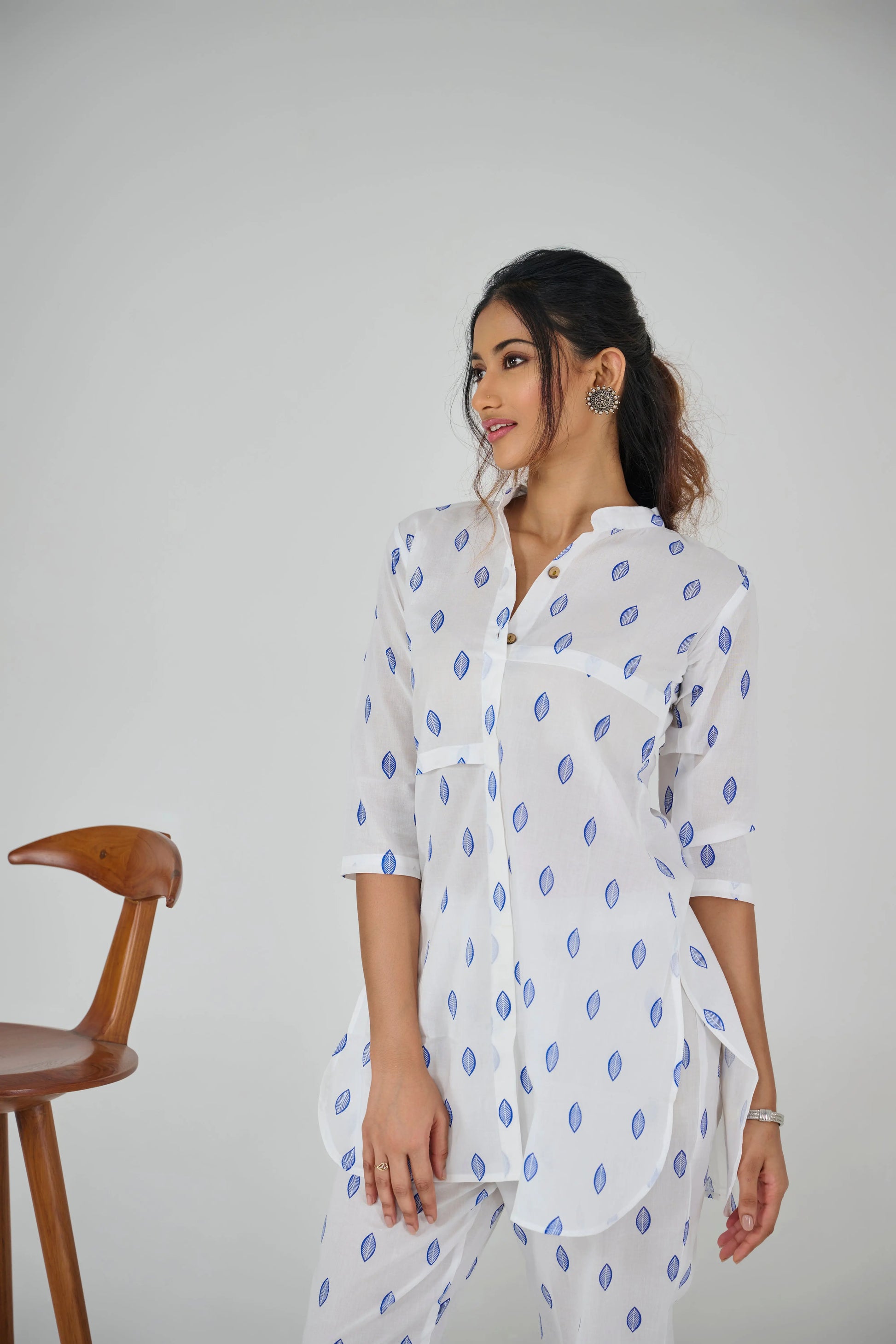 INDIGO LEAF PRINT CO-ORD SET BESU INDIA