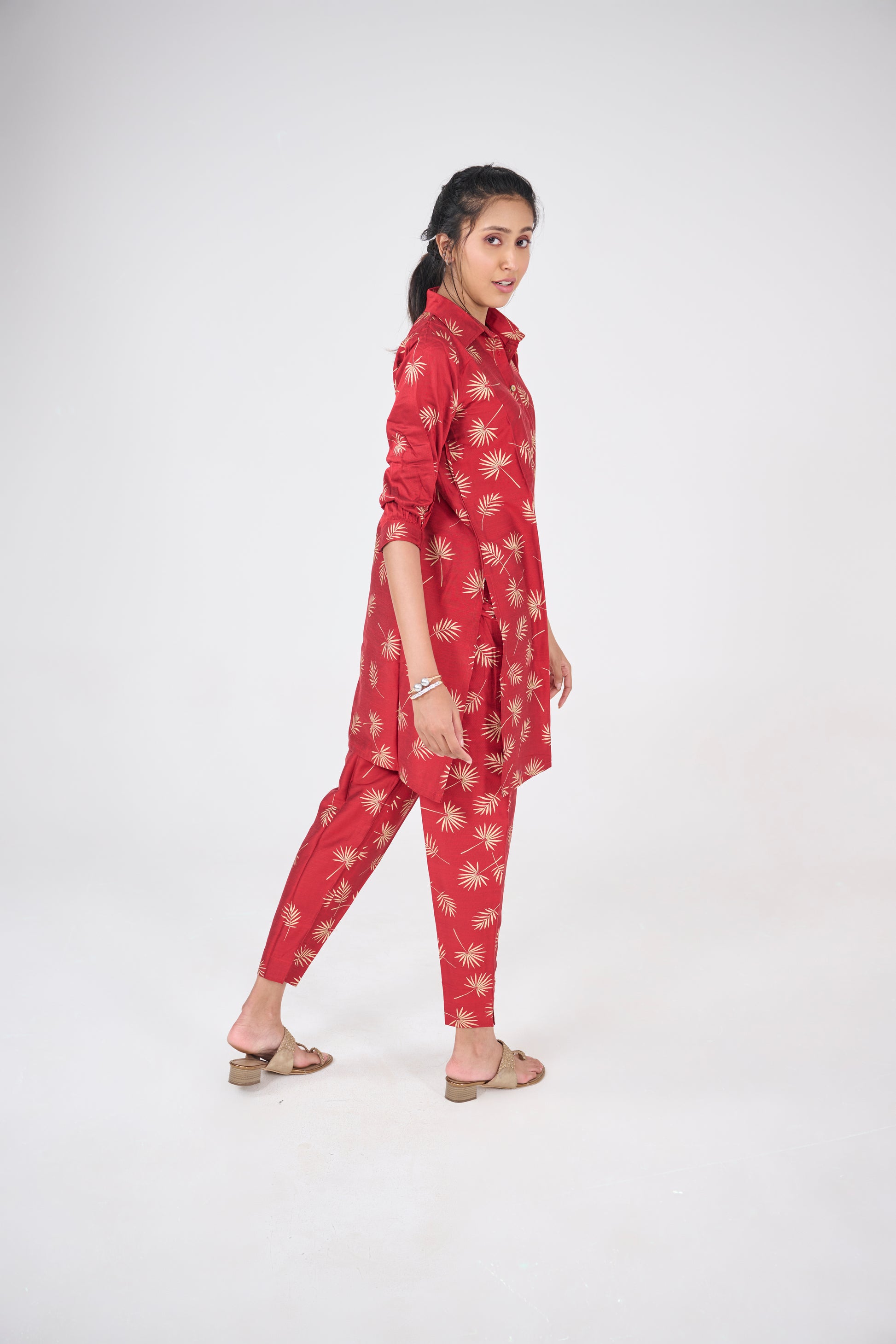 RED LEAF PRINT CO-ORD SET BESU INDIA