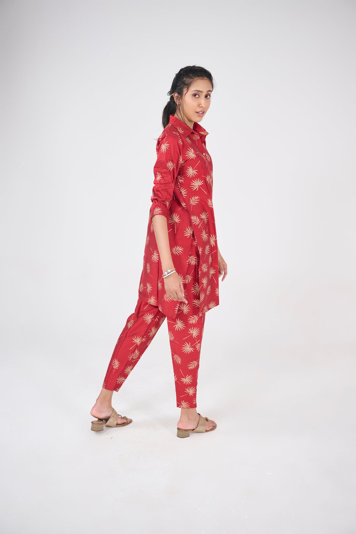 RED LEAF PRINT CO-ORD SET BESU INDIA