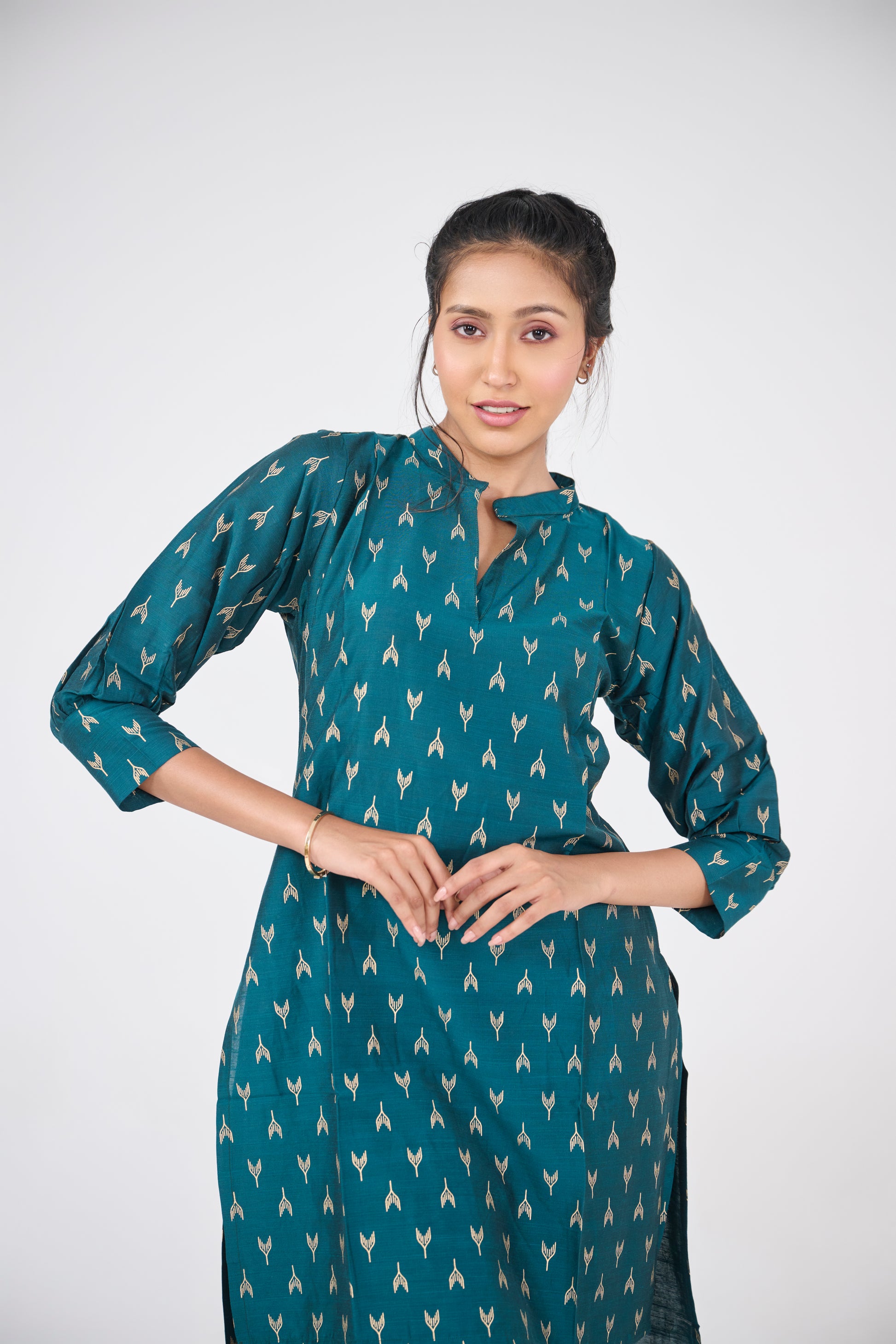 PEACOCK BLUE PRINTED CO-ORD SET BESU INDIA
