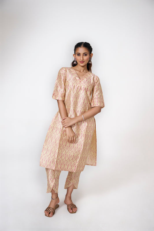GOLD IKKAT PRINTED CO-ORD SET BESU INDIA